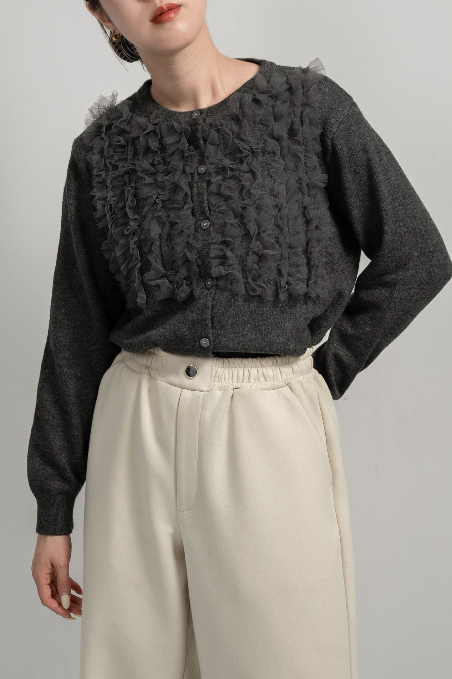 tulle docking knit cardigan【eim plus+限定アイテム】