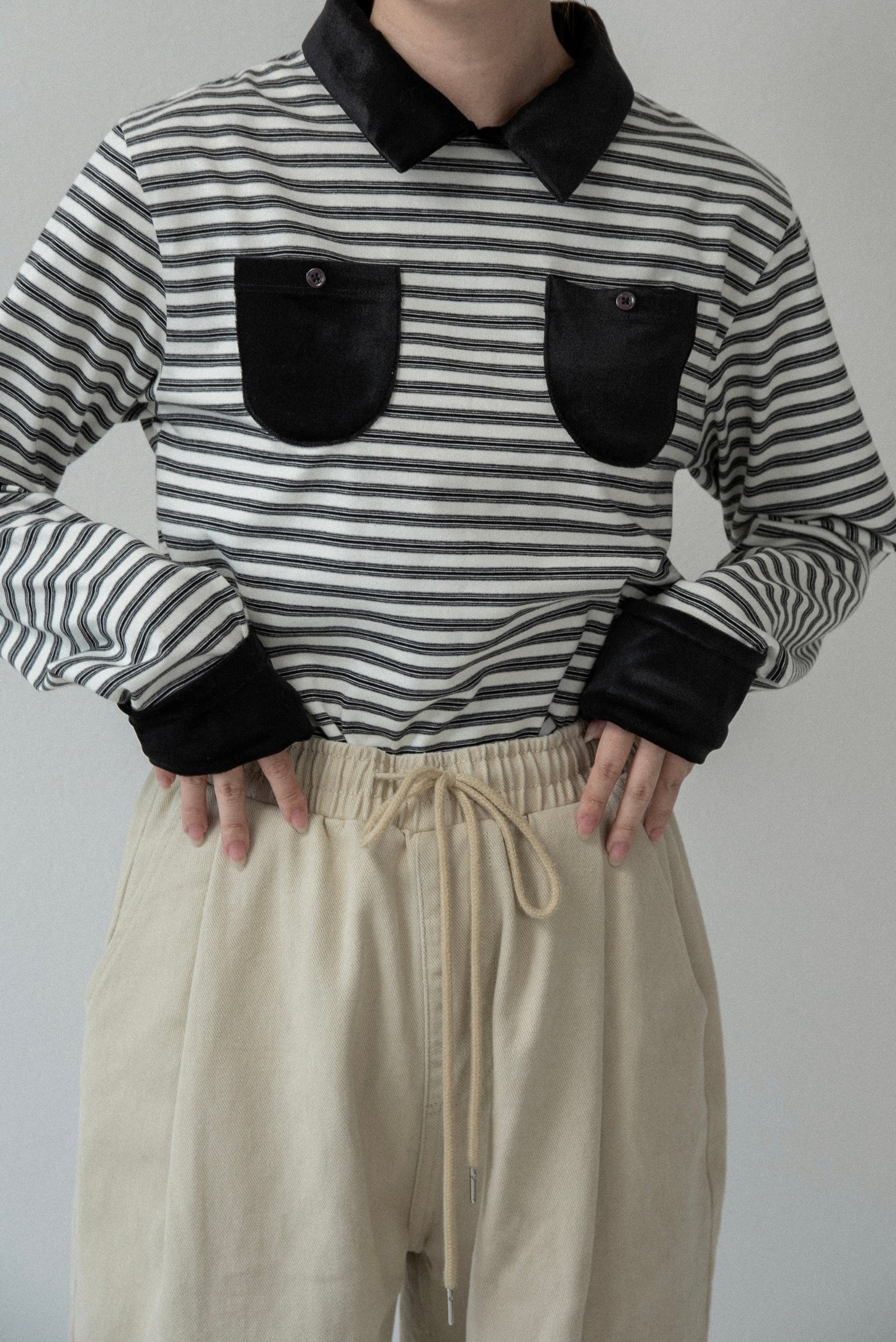 pocket button combination material border tops
