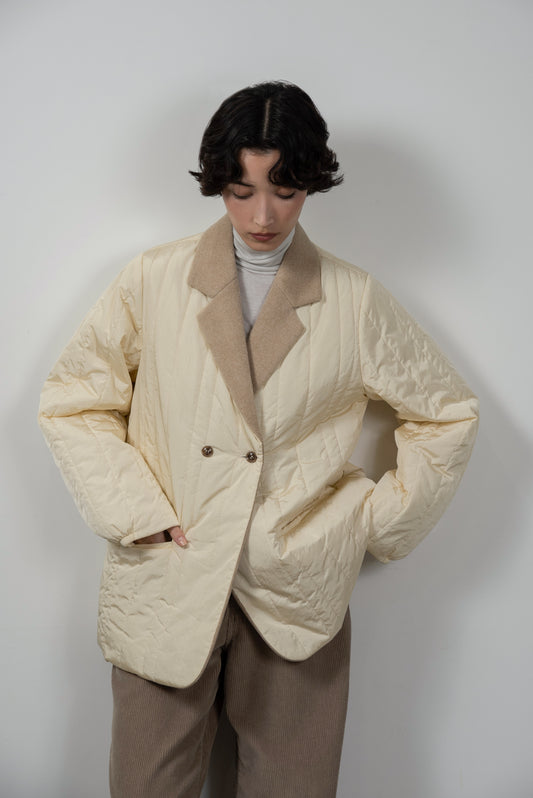 stripe quilting dual texture jacket coat