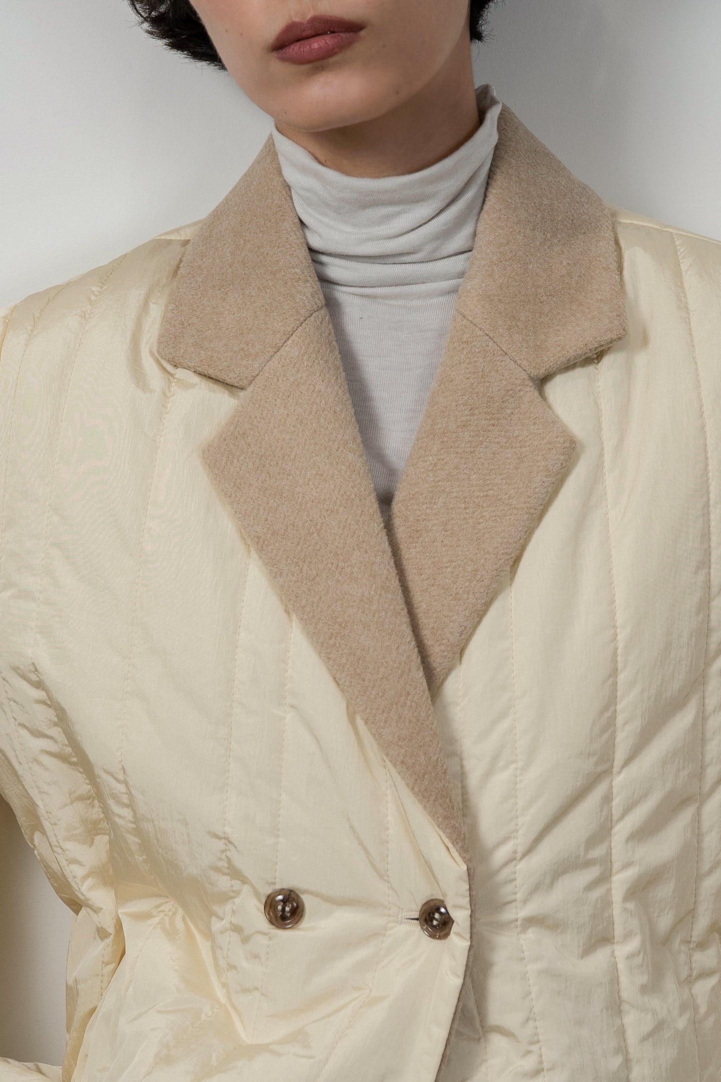 stripe quilting dual texture jacket coat