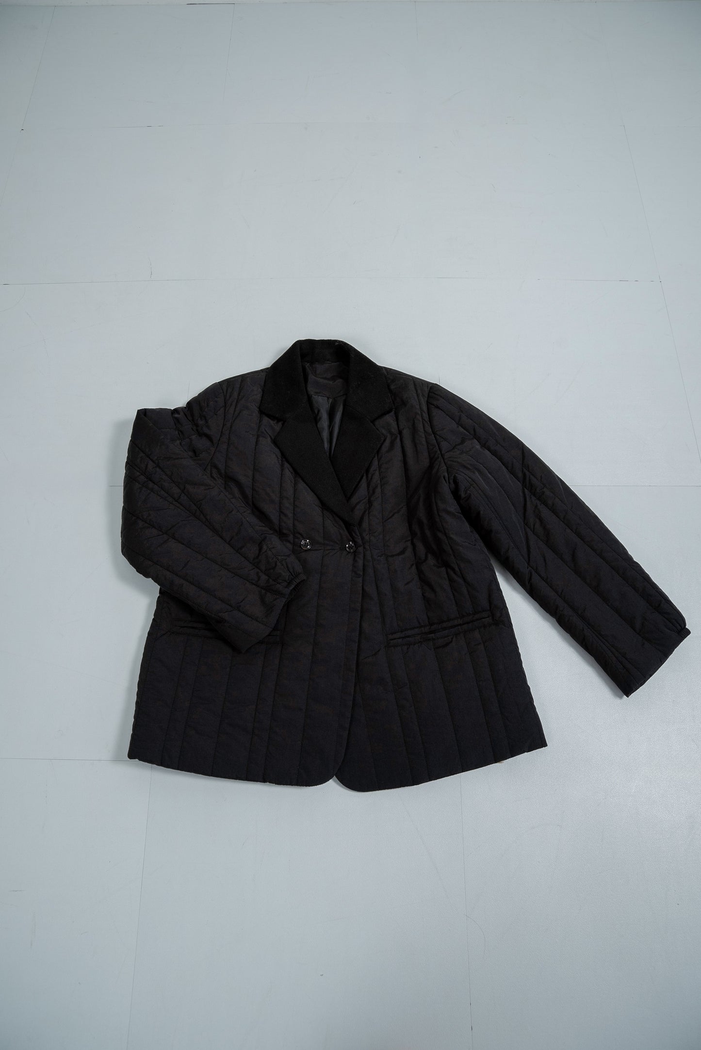 stripe quilting dual texture jacket coat