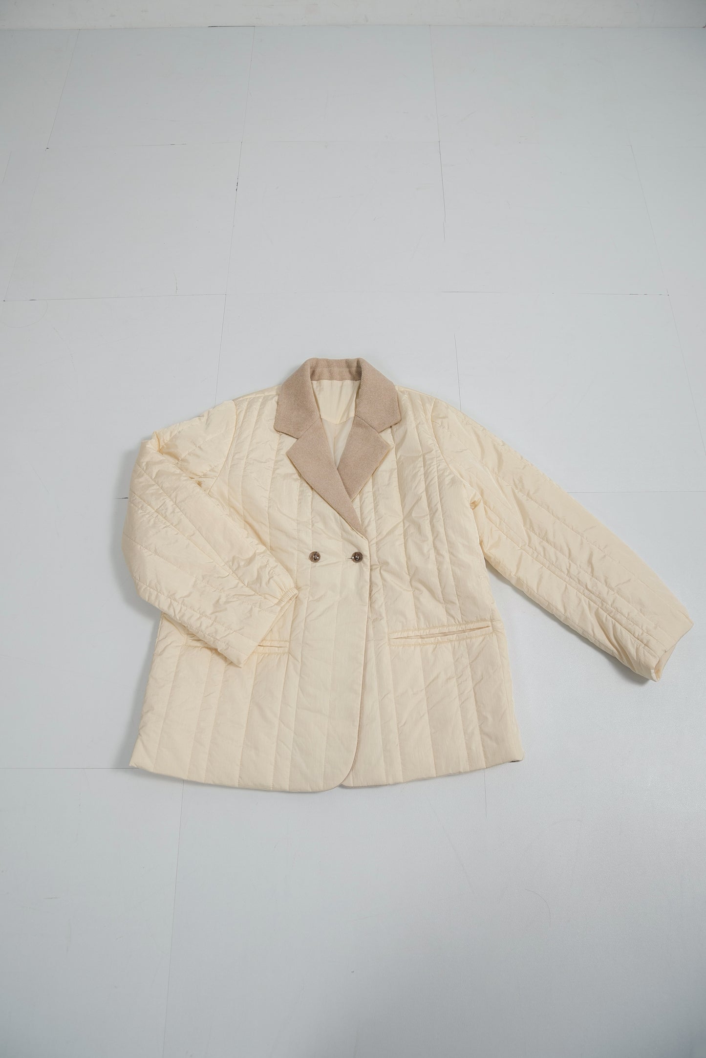 stripe quilting dual texture jacket coat