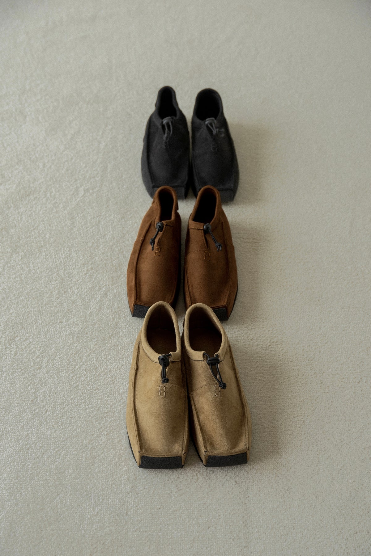 drawcord square toe moccasin shoes