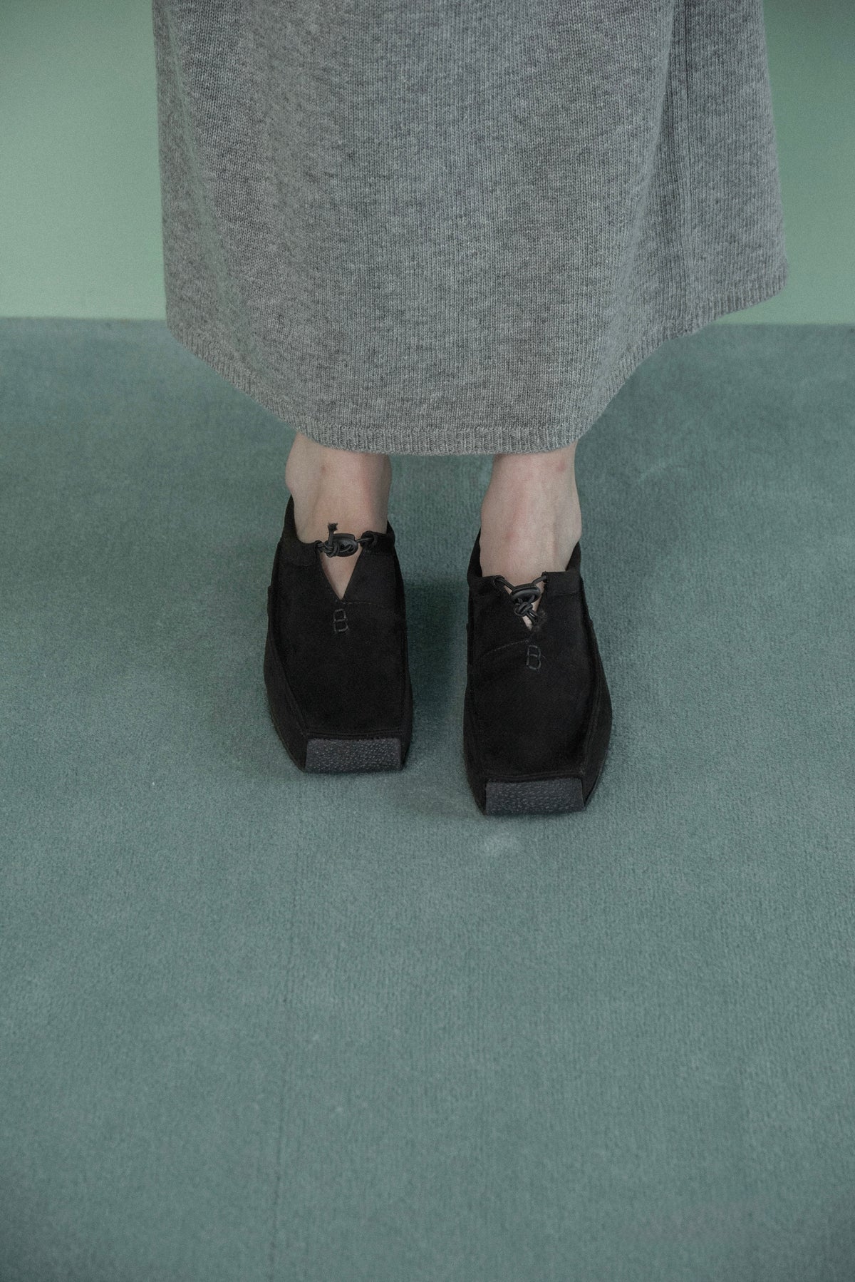 drawcord square toe moccasin shoes