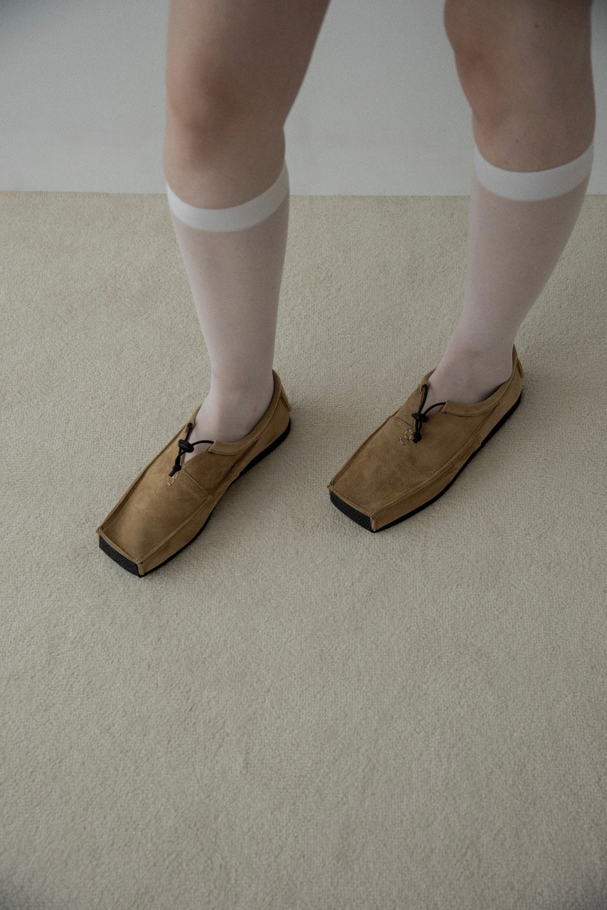 drawcord square toe moccasin shoes