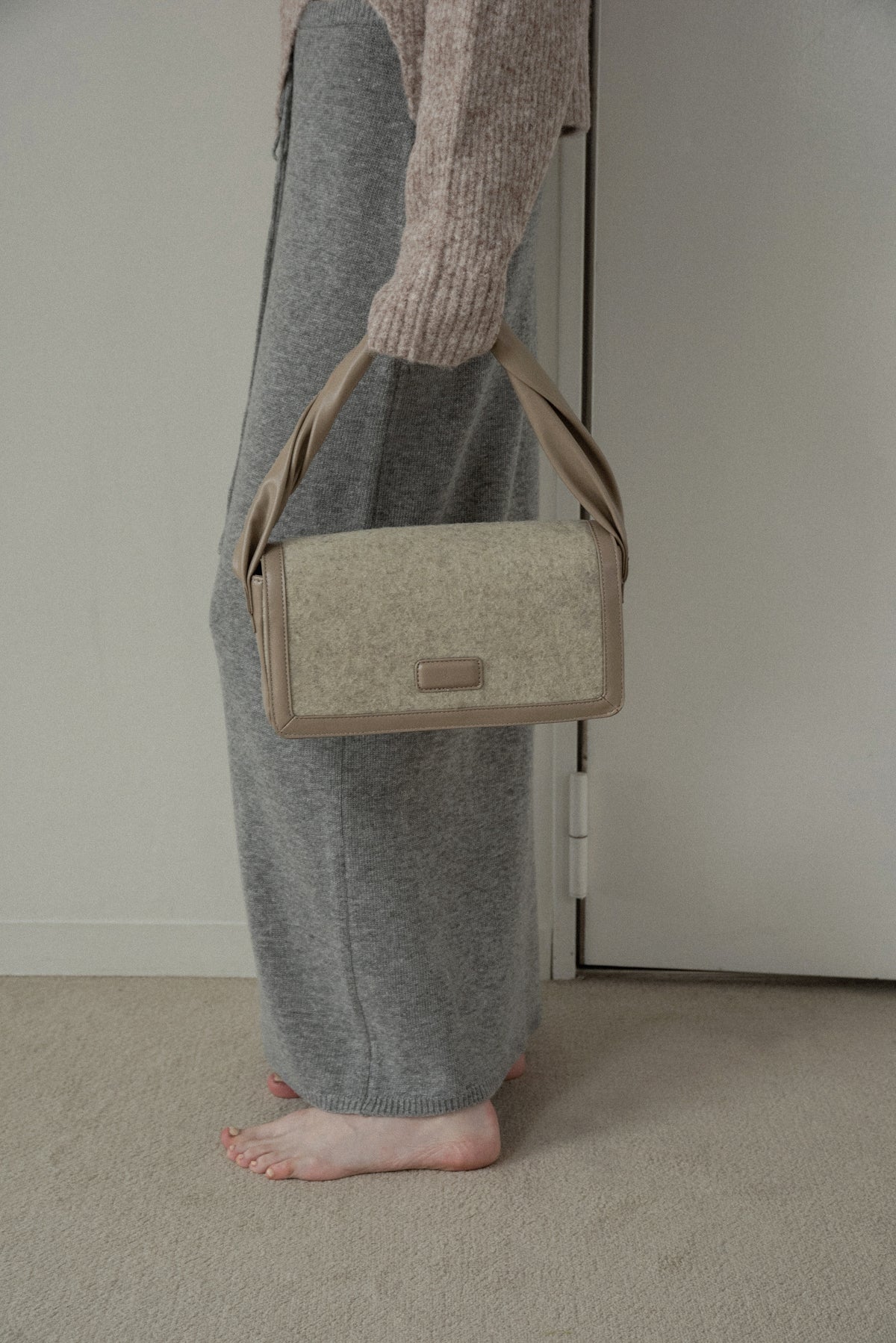 combination material shoulder twist bag