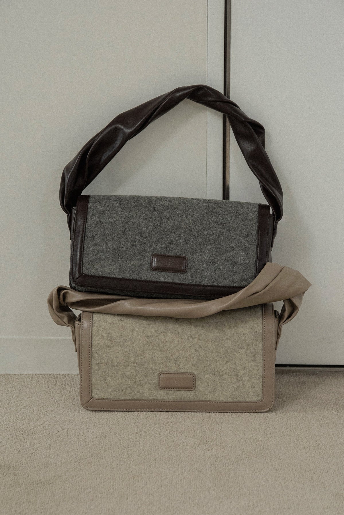 combination material shoulder twist bag