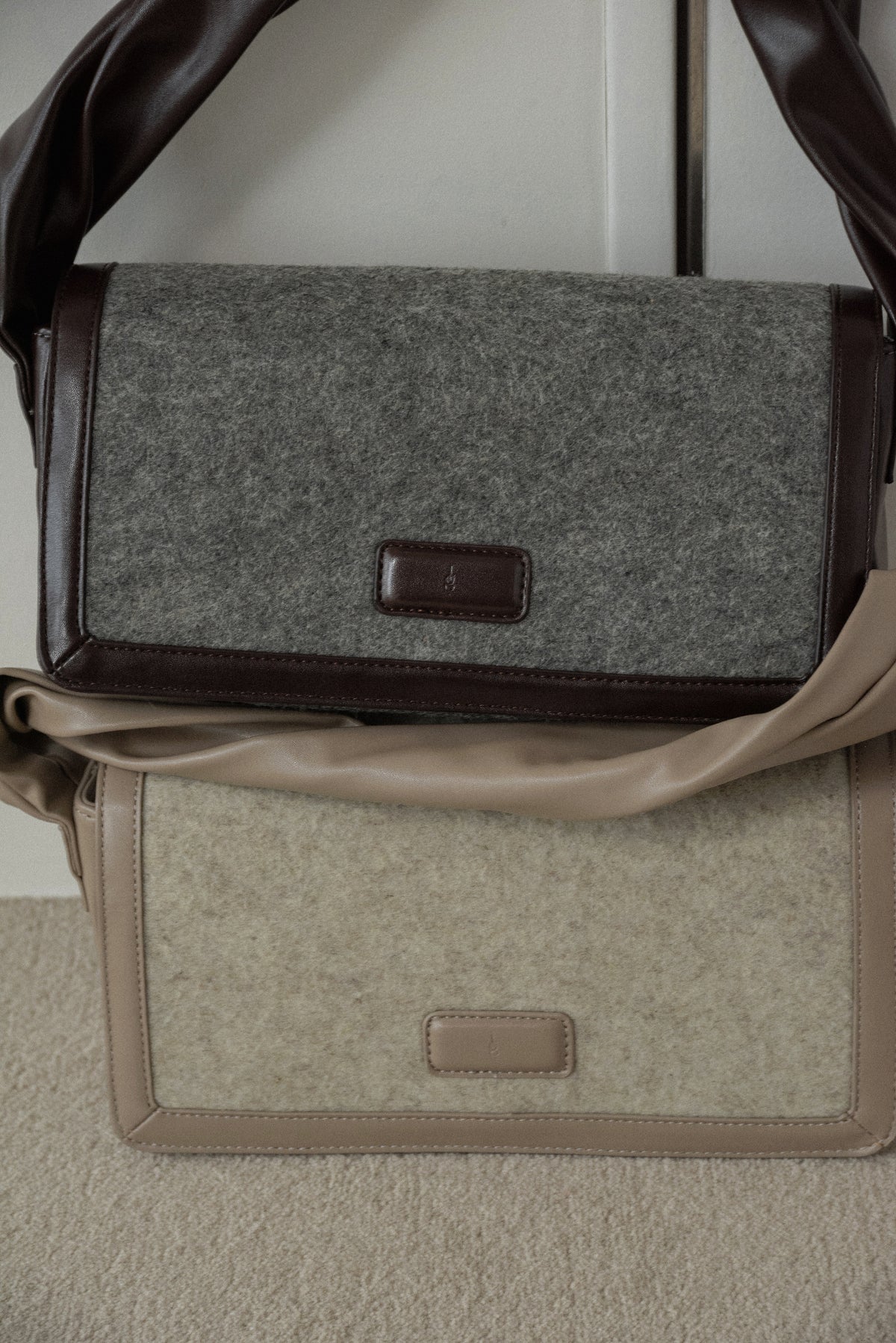 combination material shoulder twist bag