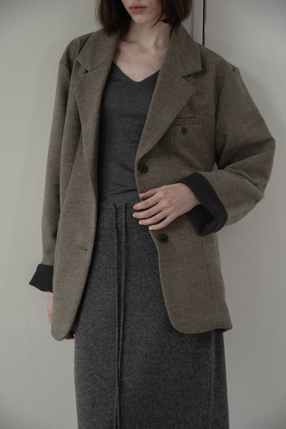 sleeve double face tailored jacket