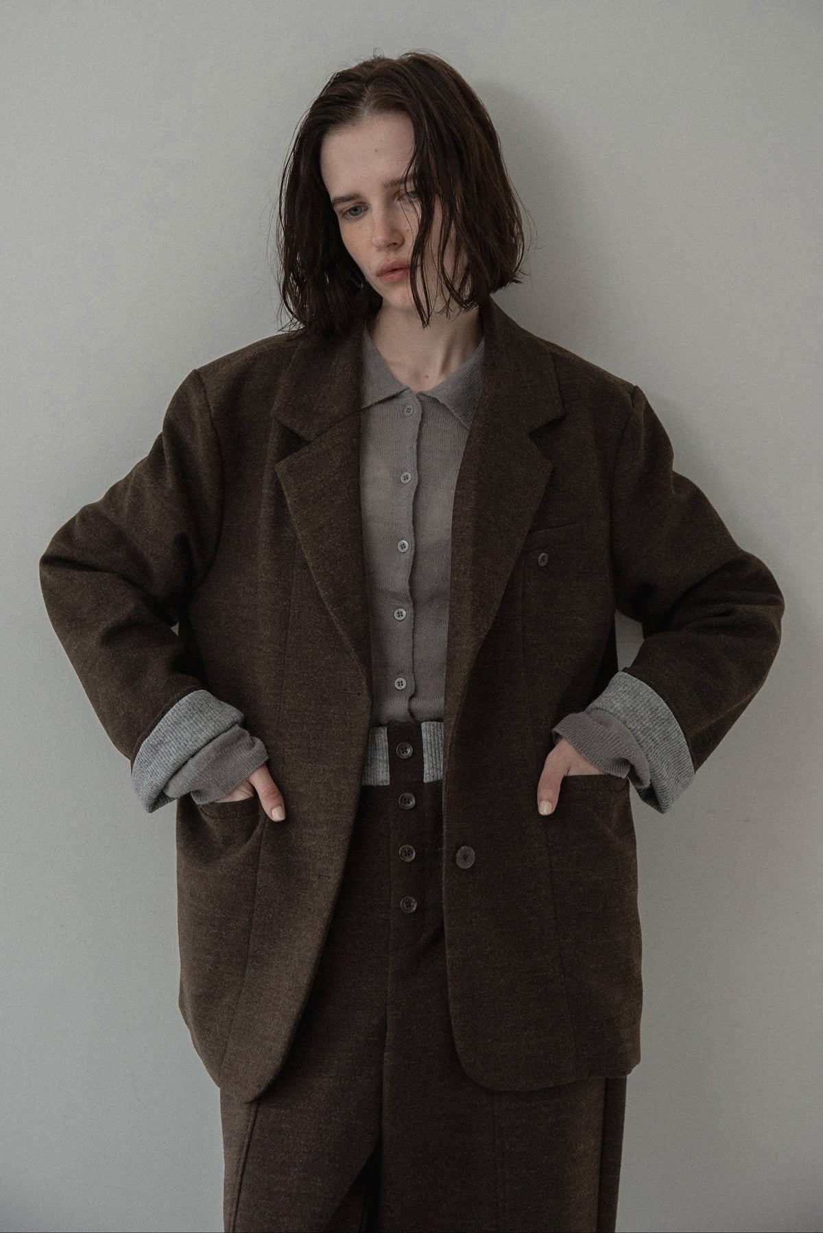 sleeve double face tailored jacket