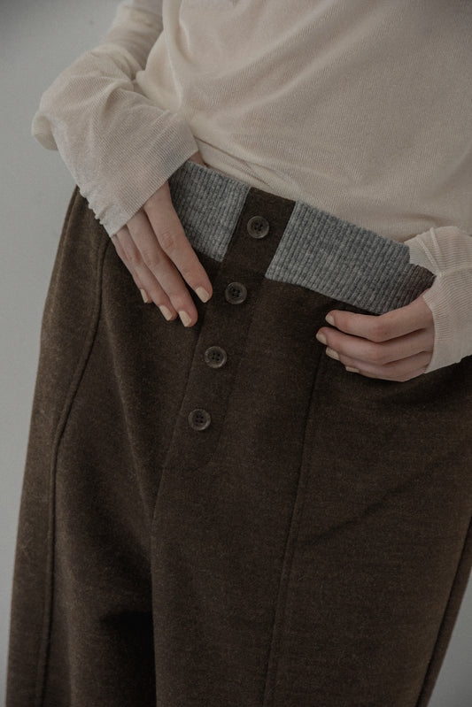 button fly center seam rib pants