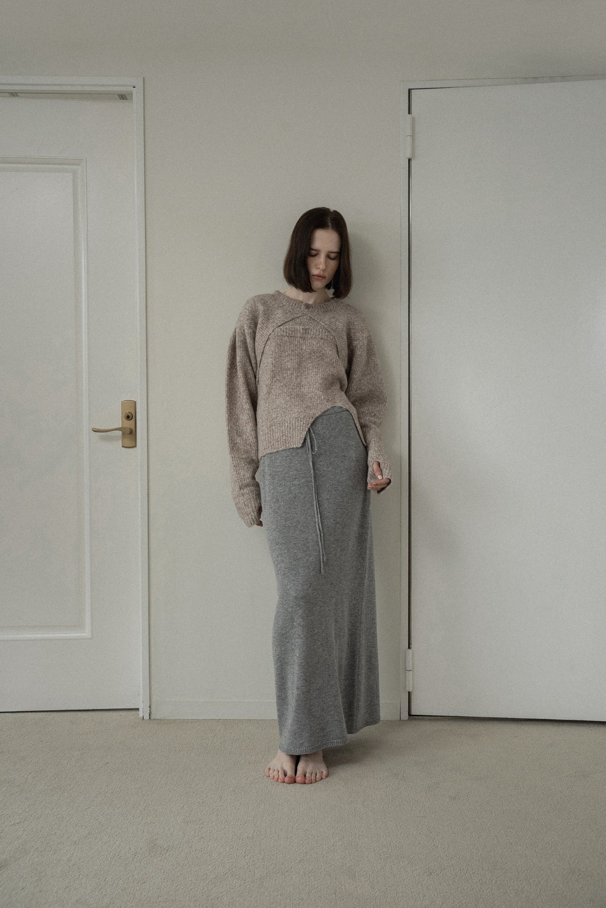 slit layered like mix yarn knit