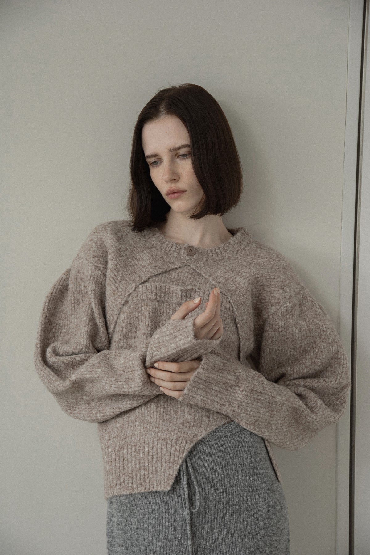 slit layered like mix yarn knit
