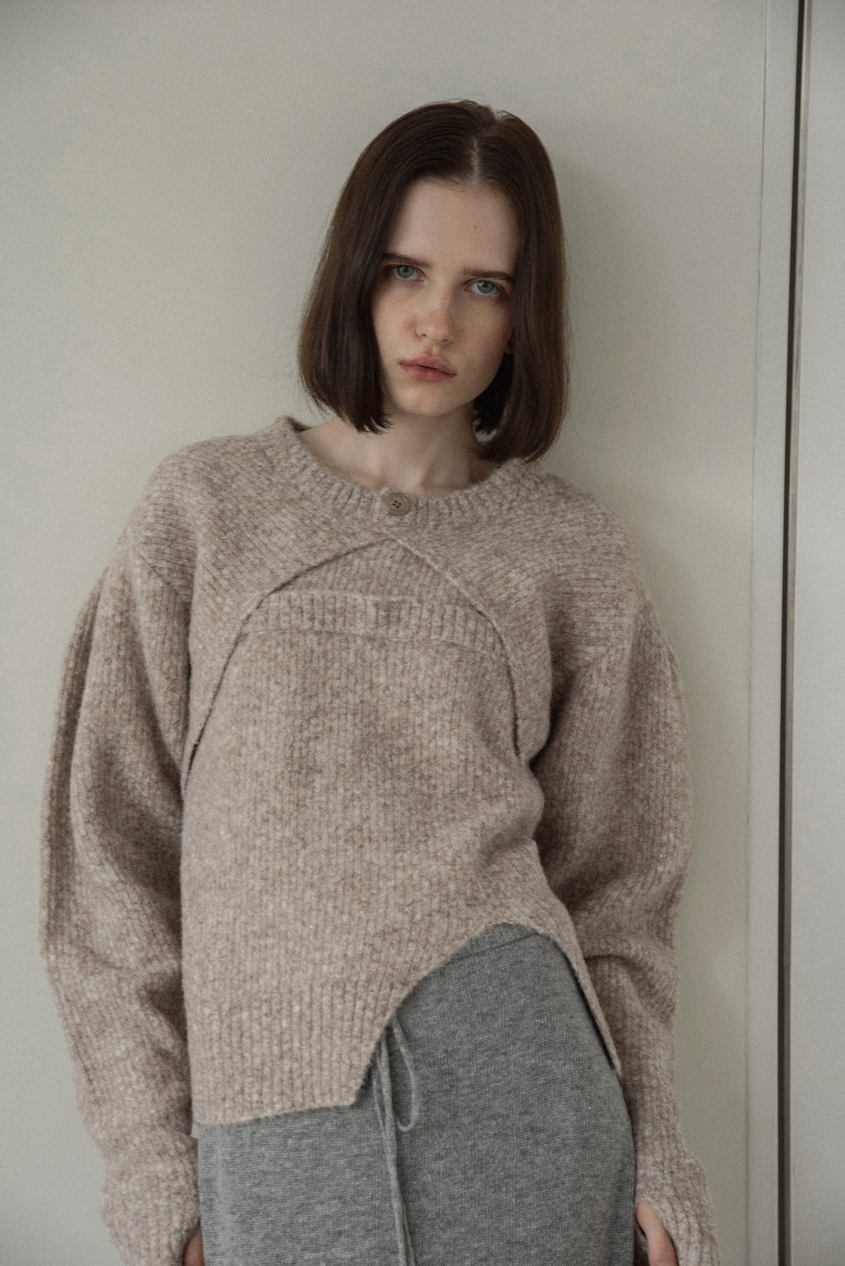 slit layered like mix yarn knit