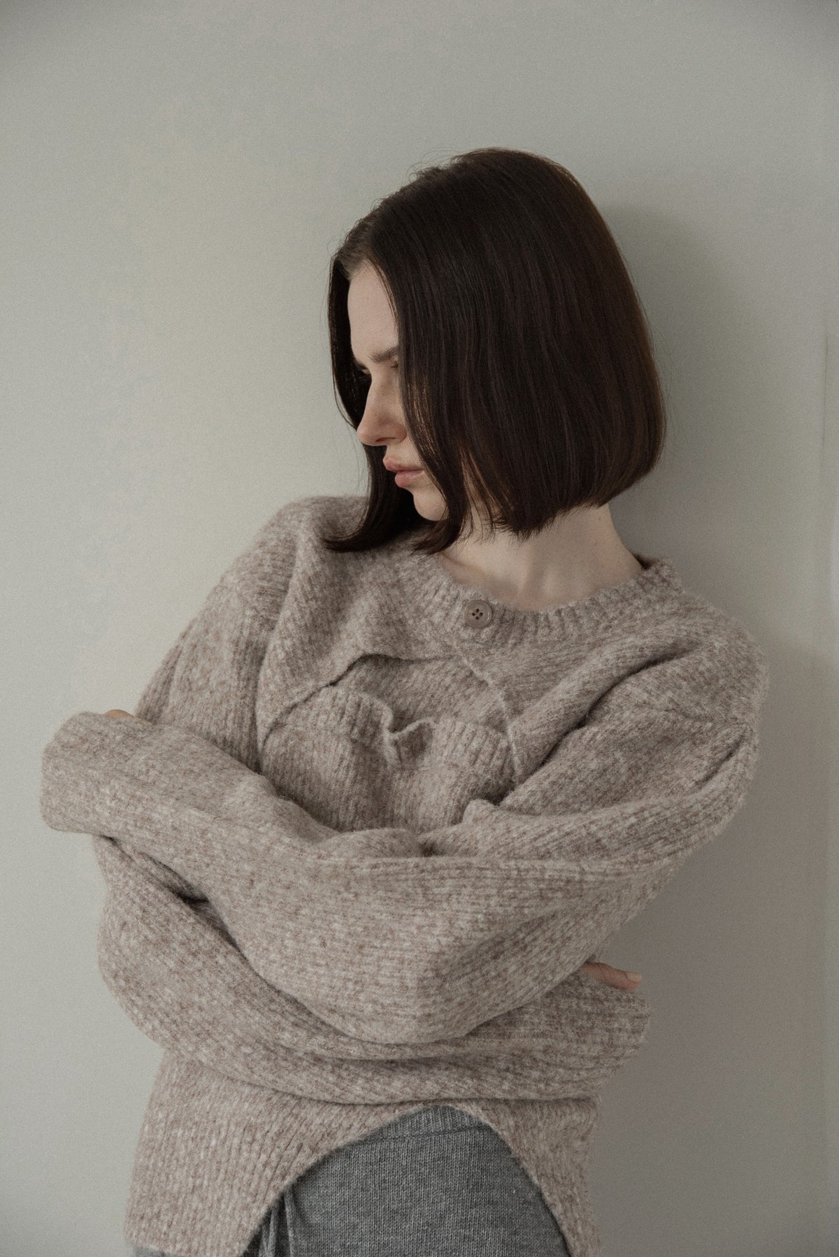 slit layered like mix yarn knit