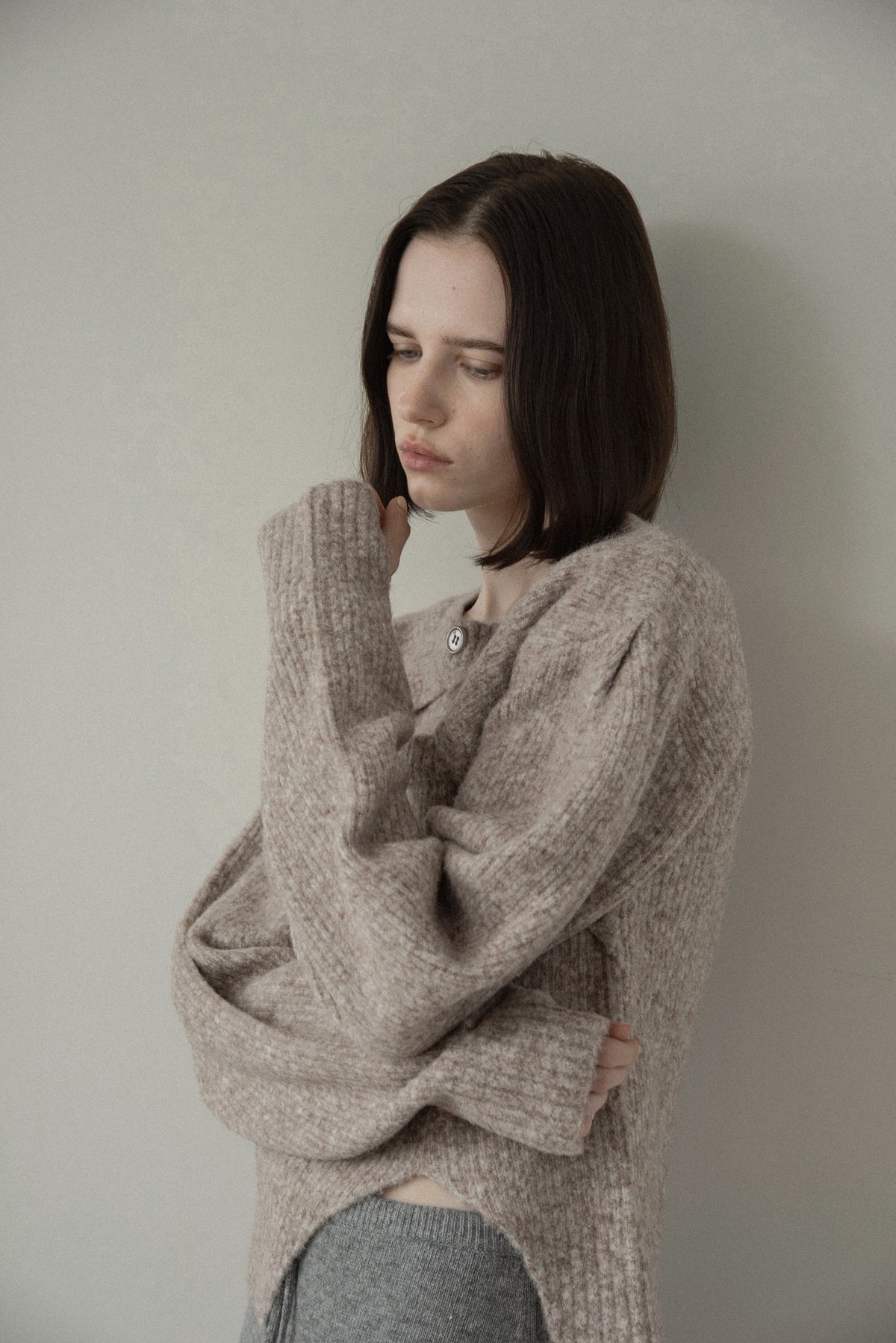 slit layered like mix yarn knit