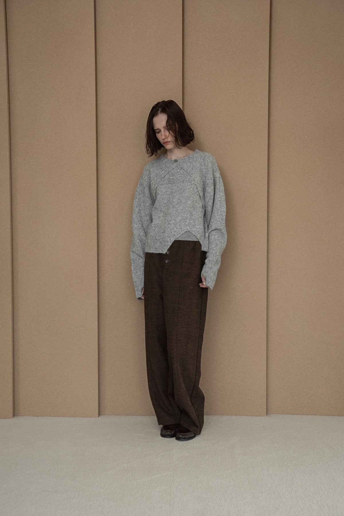 slit layered like mix yarn knit