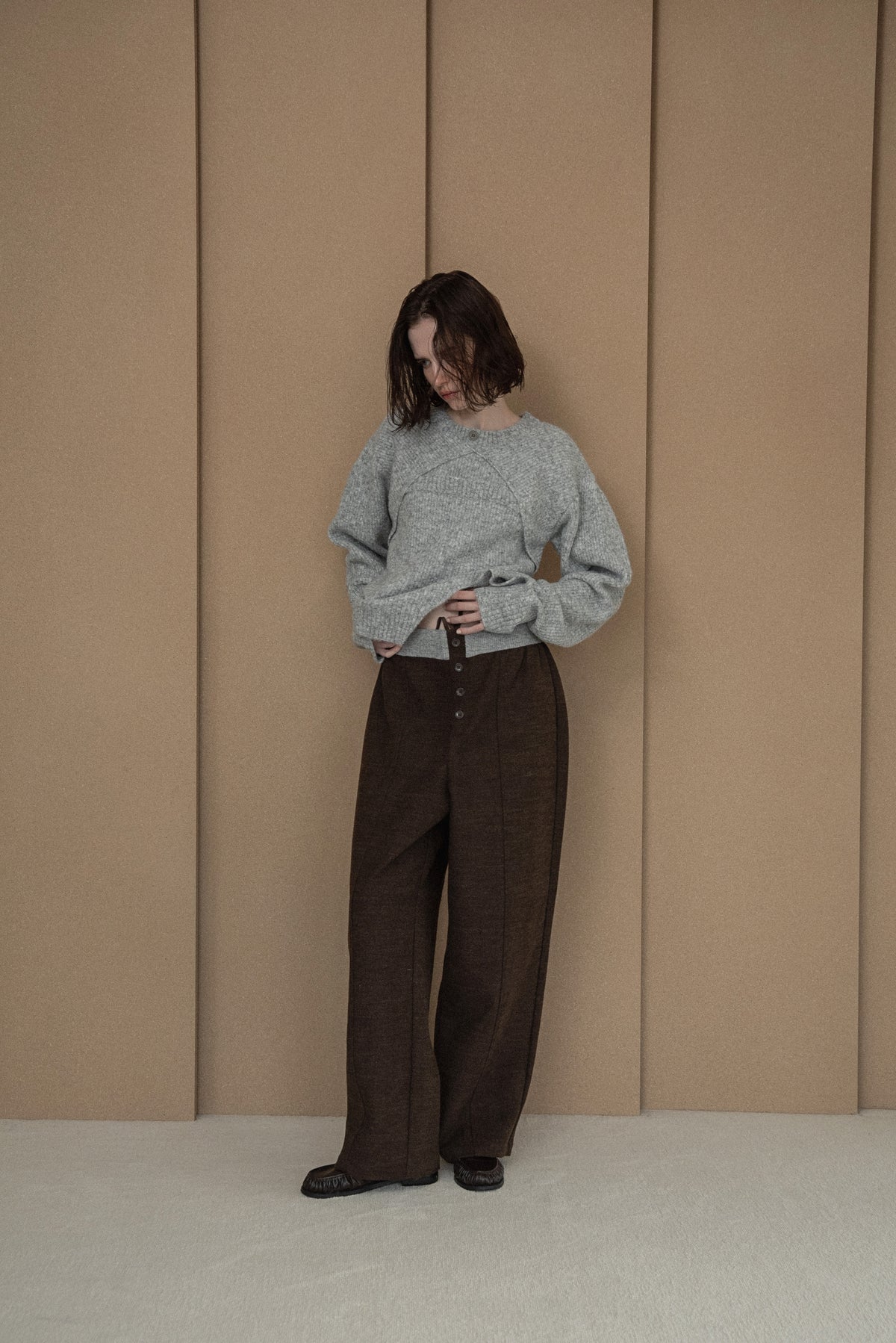 slit layered like mix yarn knit