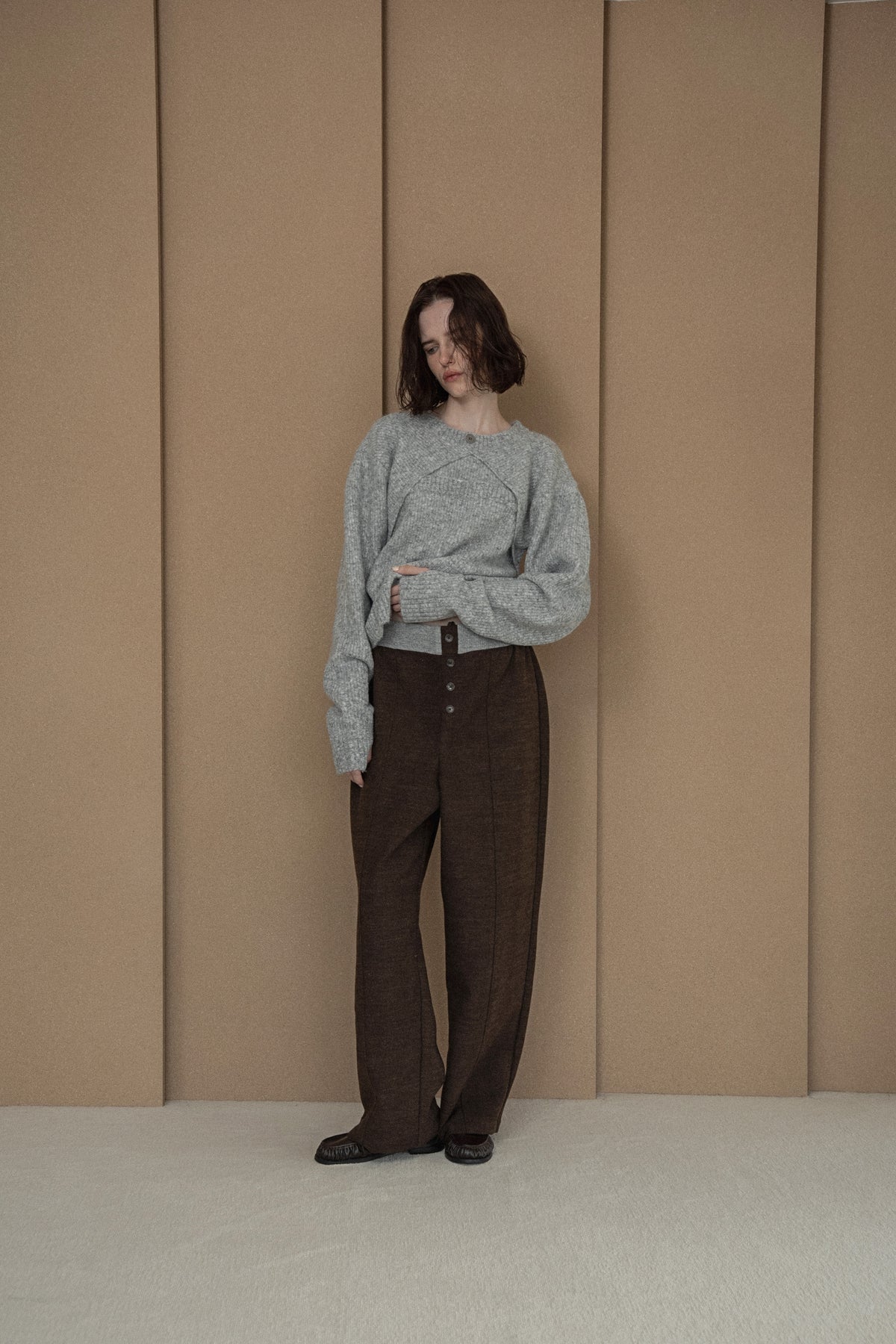 slit layered like mix yarn knit