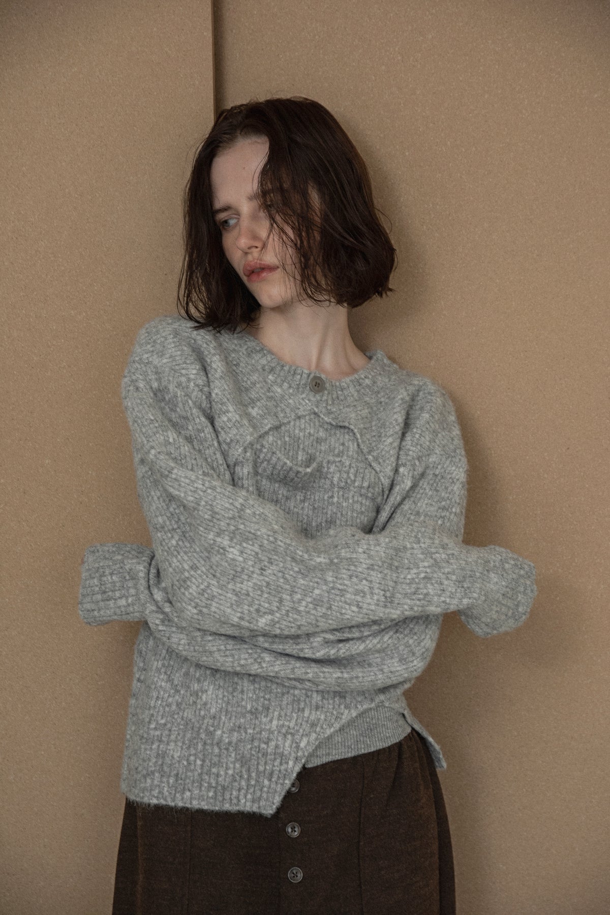 slit layered like mix yarn knit