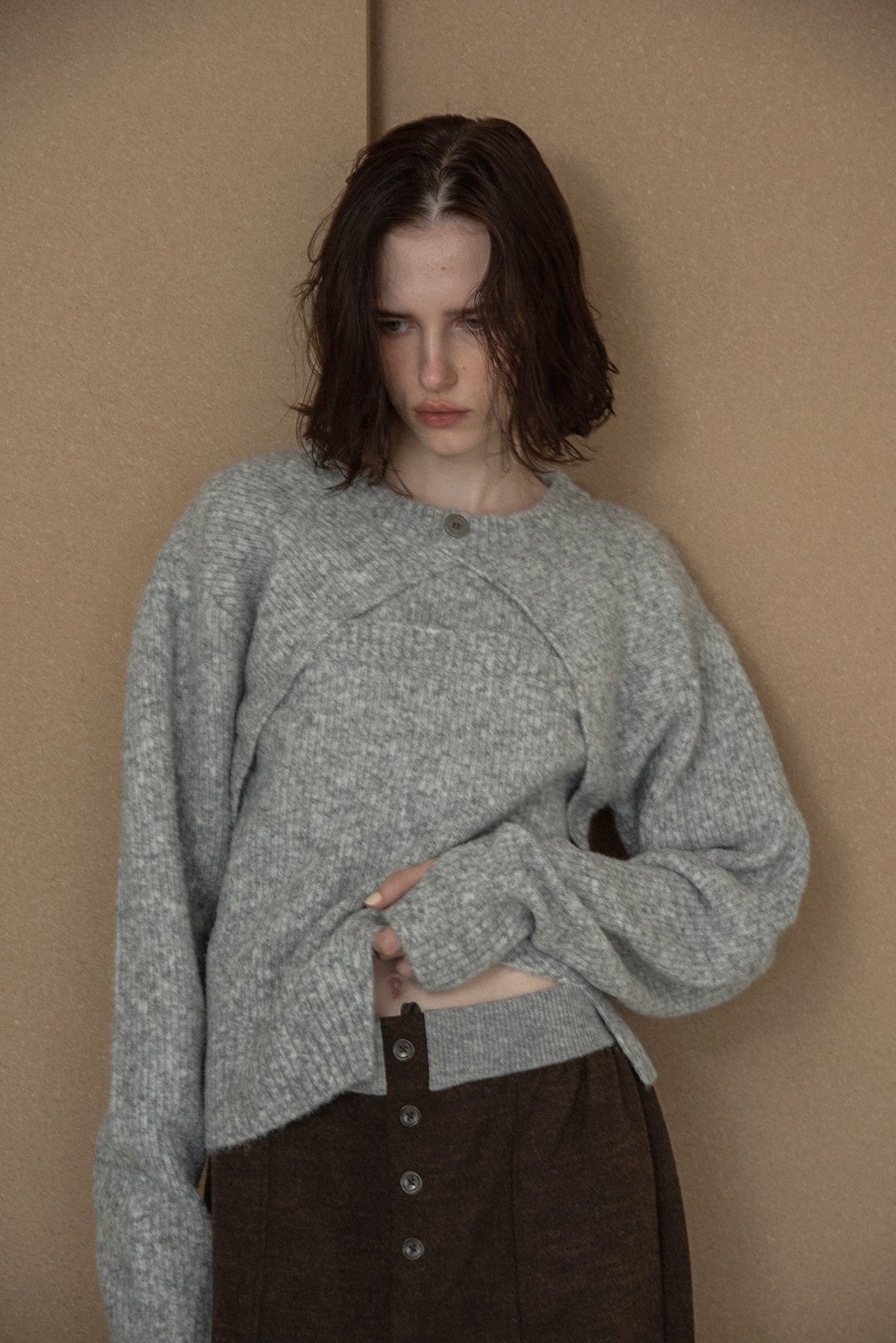 slit layered like mix yarn knit