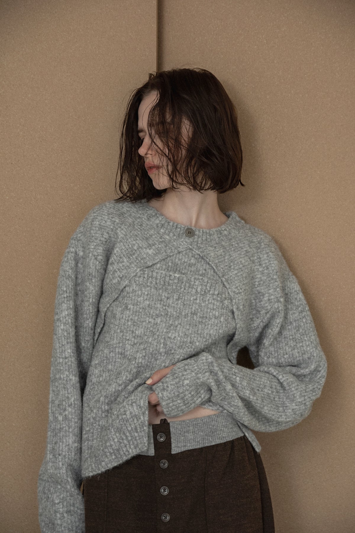 slit layered like mix yarn knit