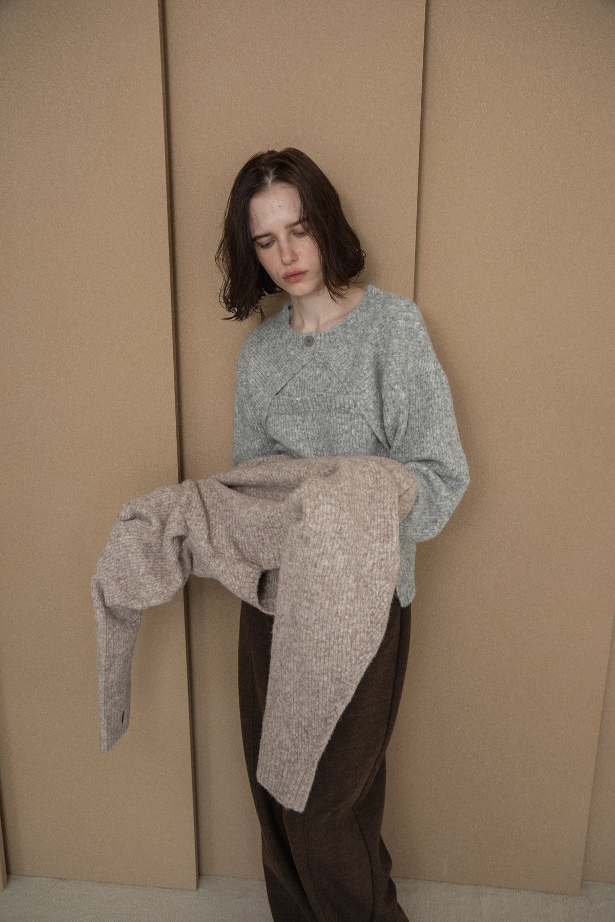 slit layered like mix yarn knit