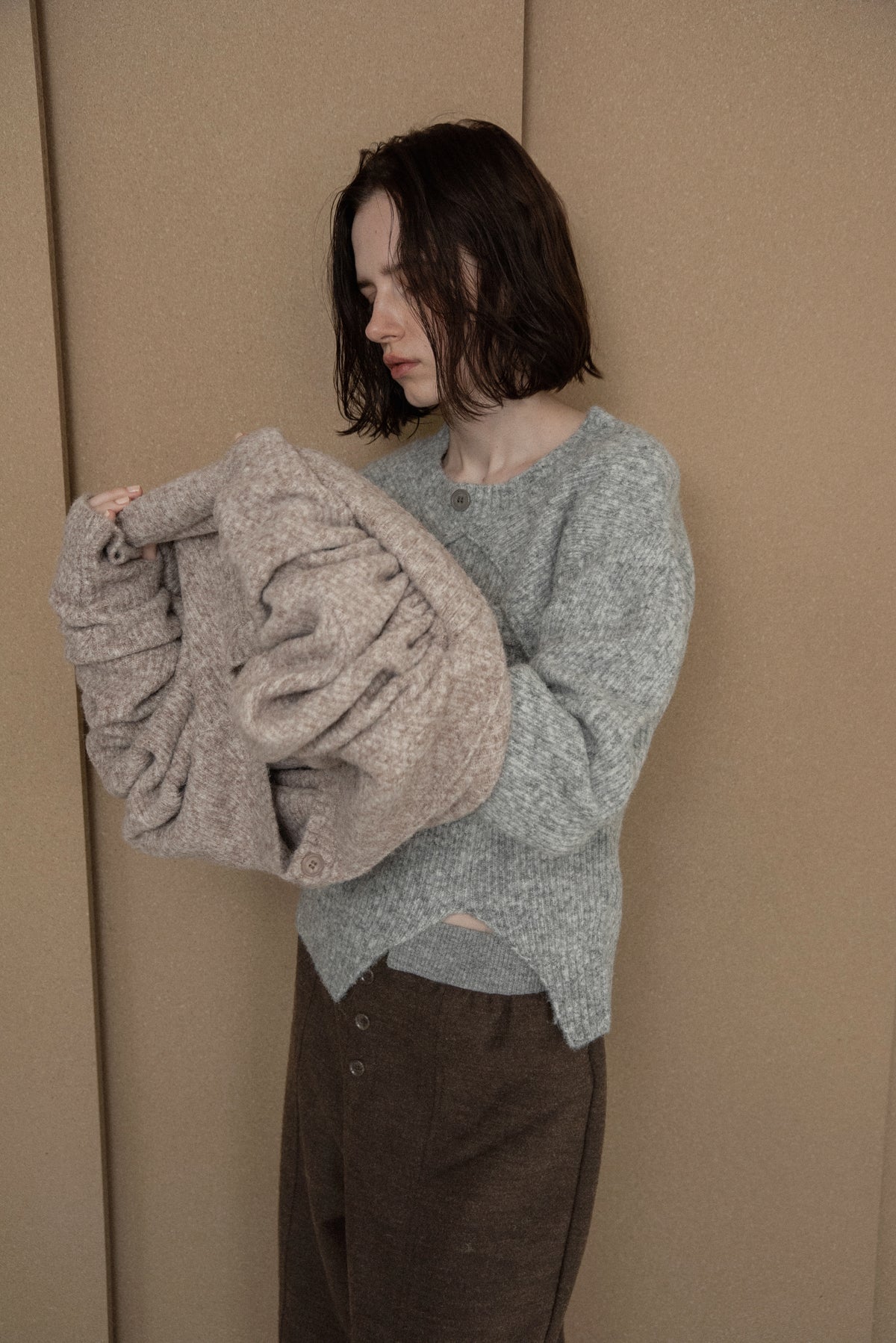 slit layered like mix yarn knit