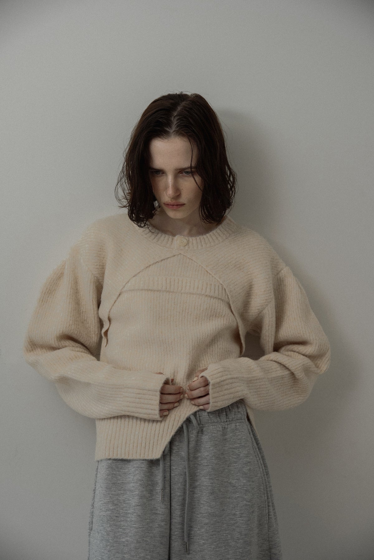 slit layered like mix yarn knit