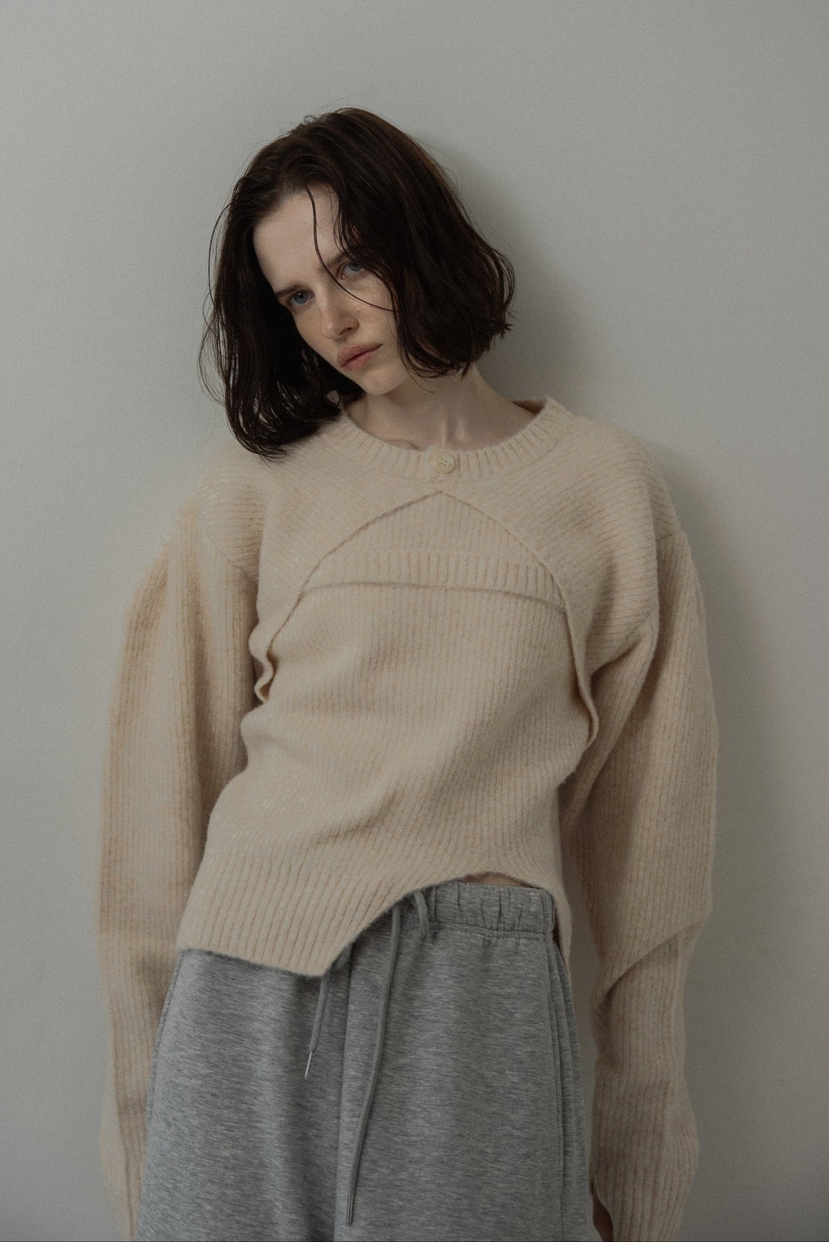 slit layered like mix yarn knit