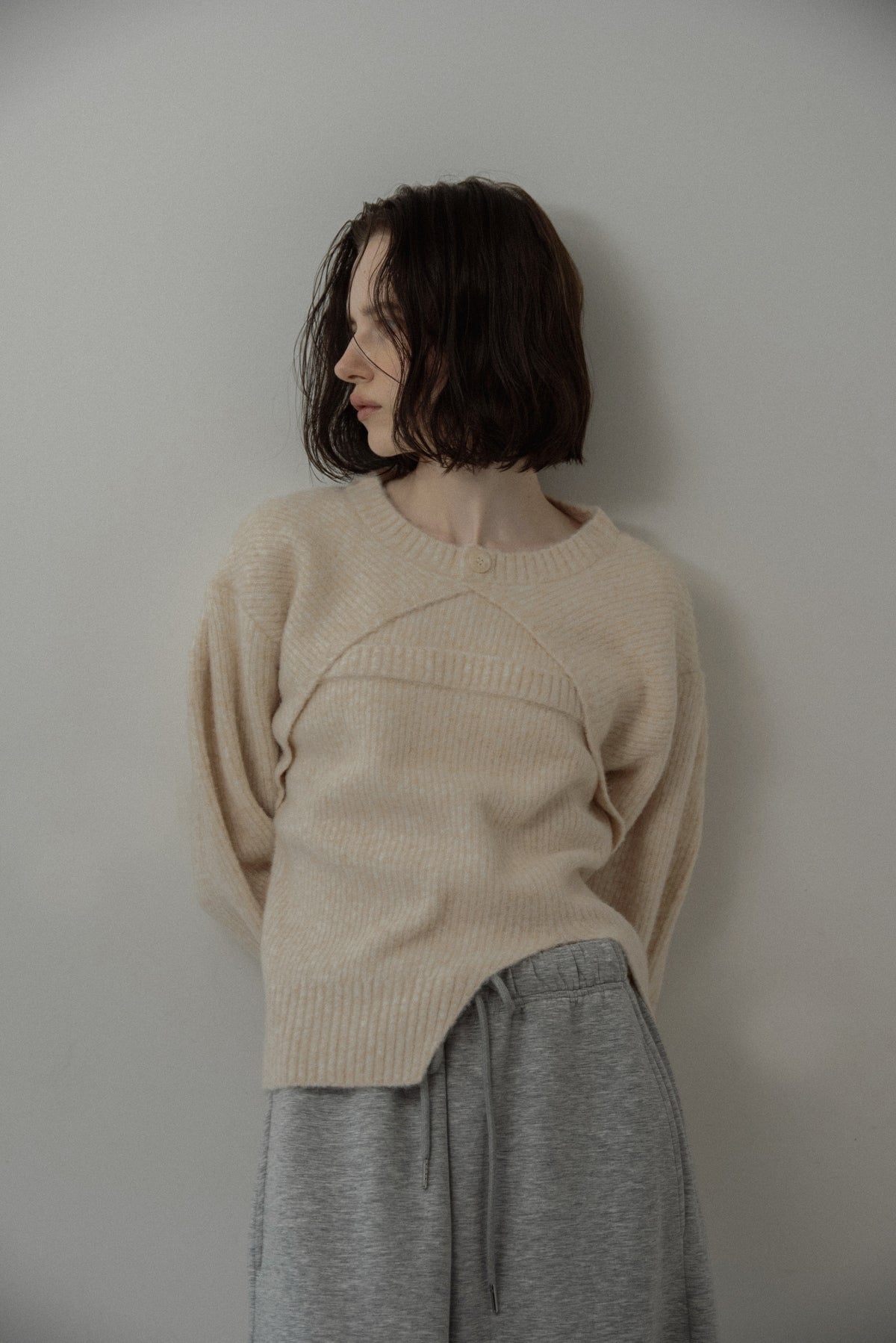slit layered like mix yarn knit