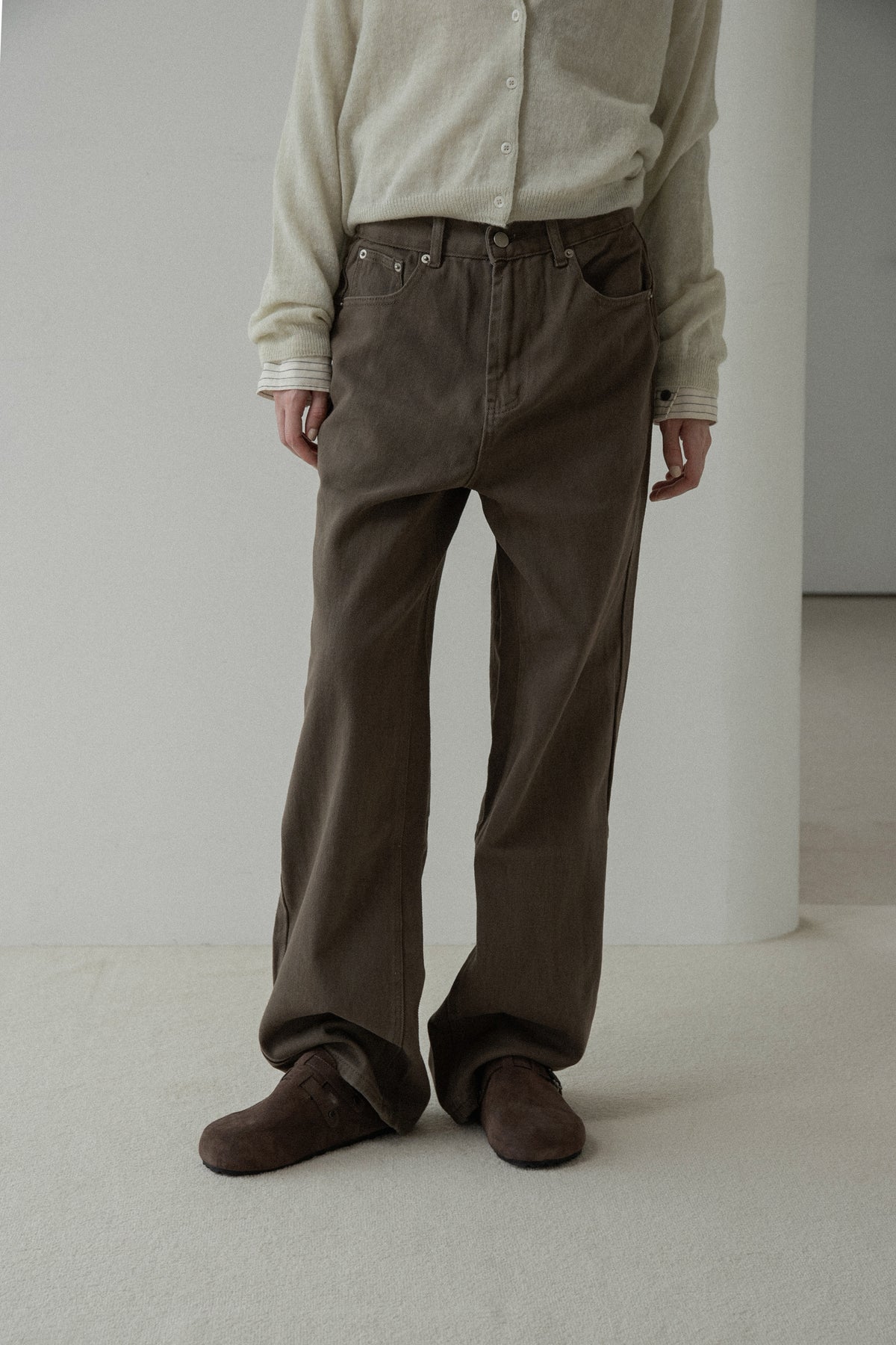 classic straight soft denim pants