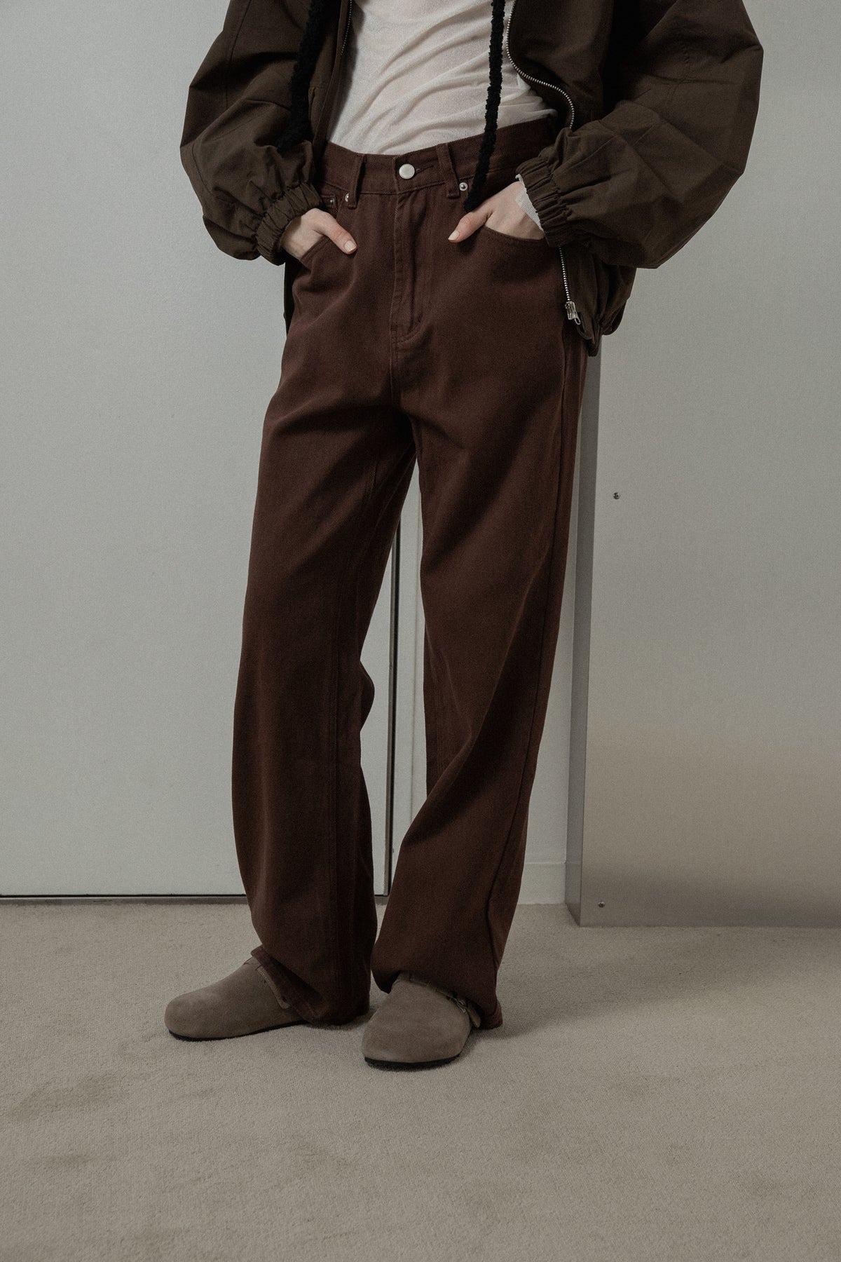 classic straight soft denim pants
