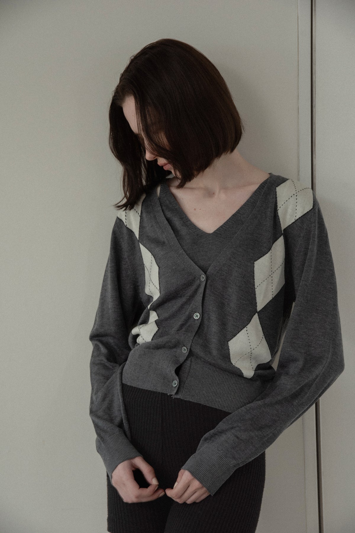 argyle cardigan cami ensemble knit