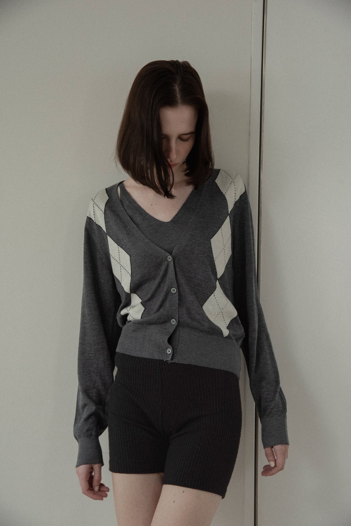 argyle cardigan cami ensemble knit
