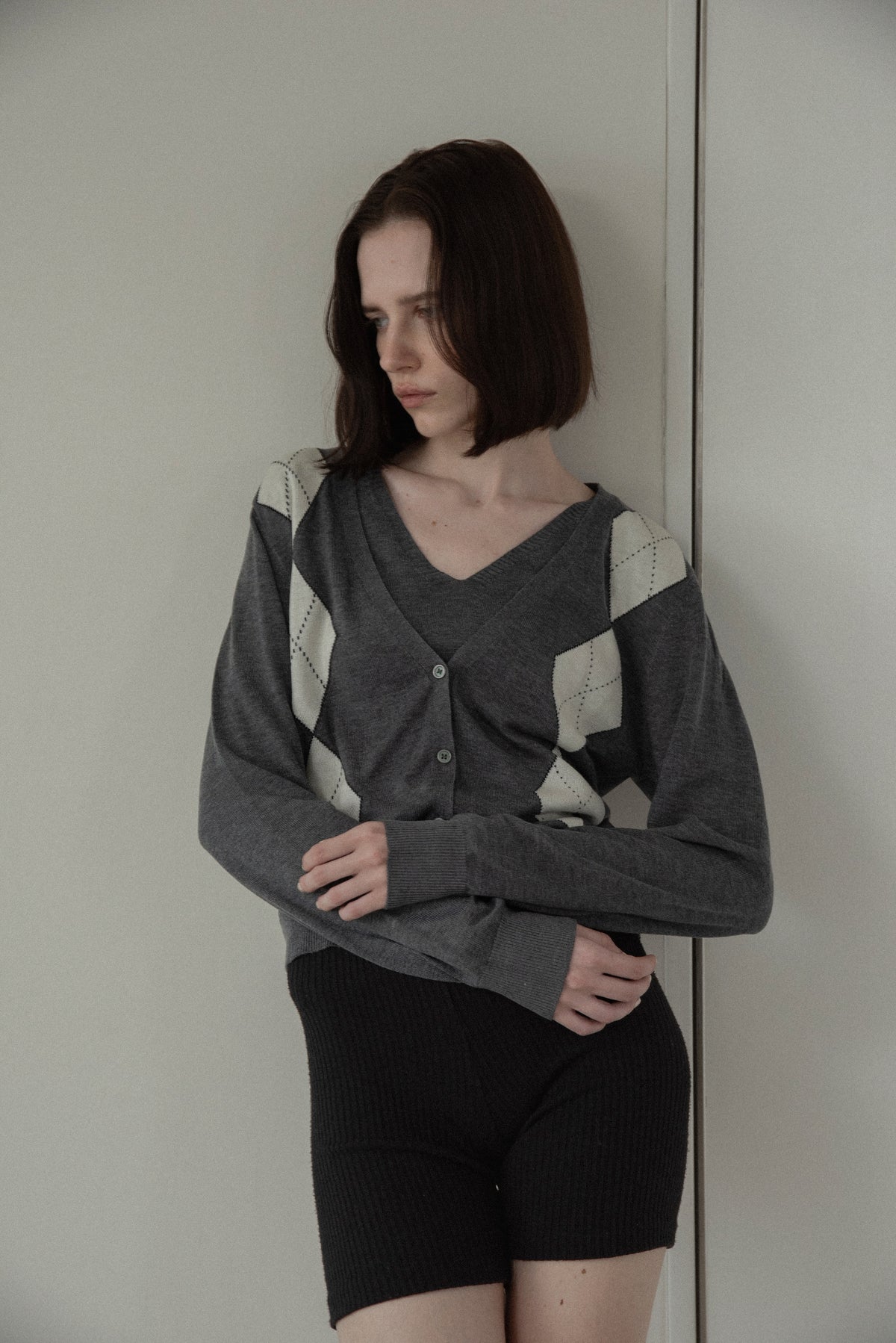 argyle cardigan cami ensemble knit