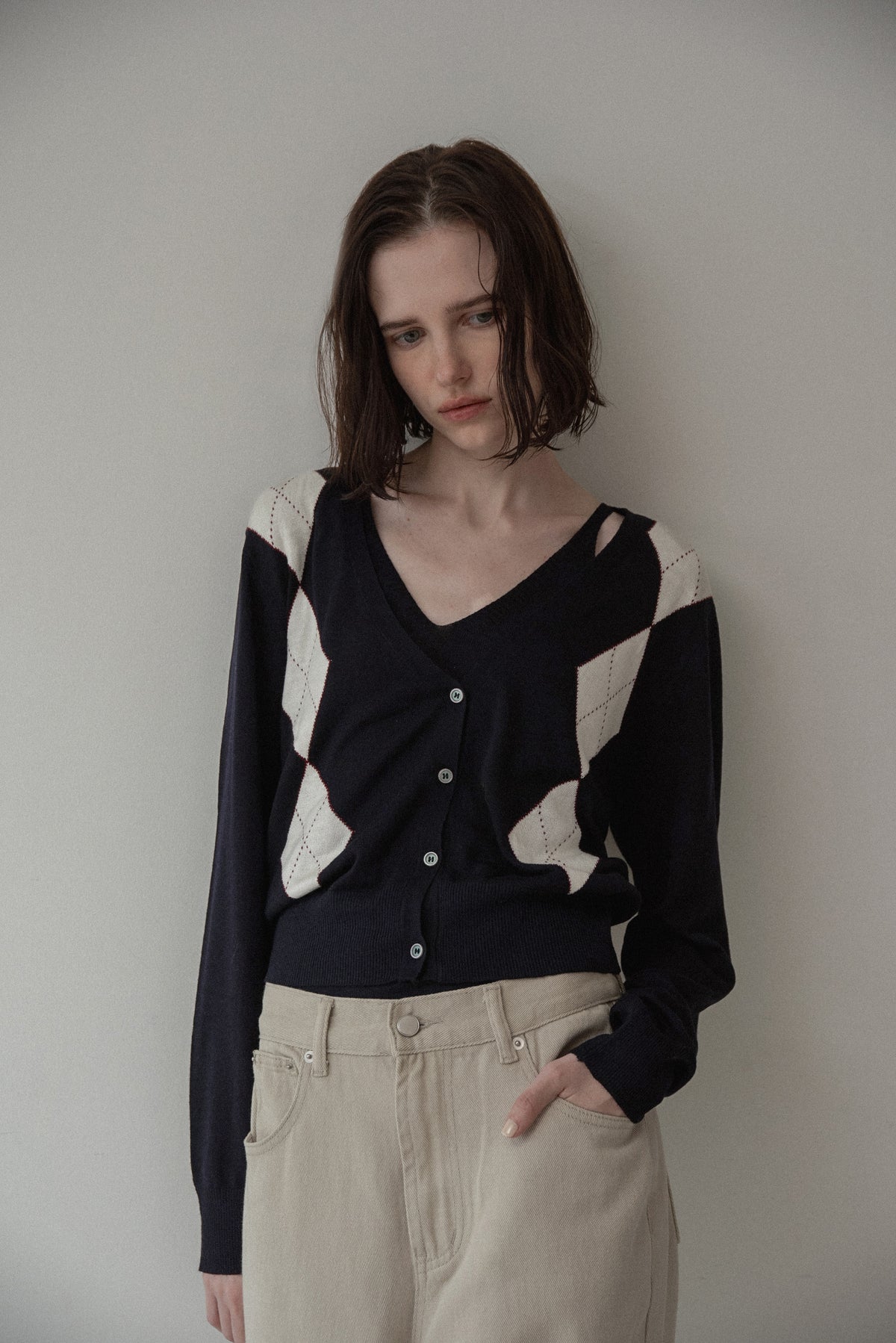 argyle cardigan cami ensemble knit