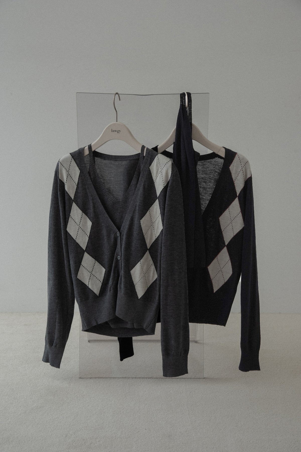 argyle cardigan cami ensemble knit