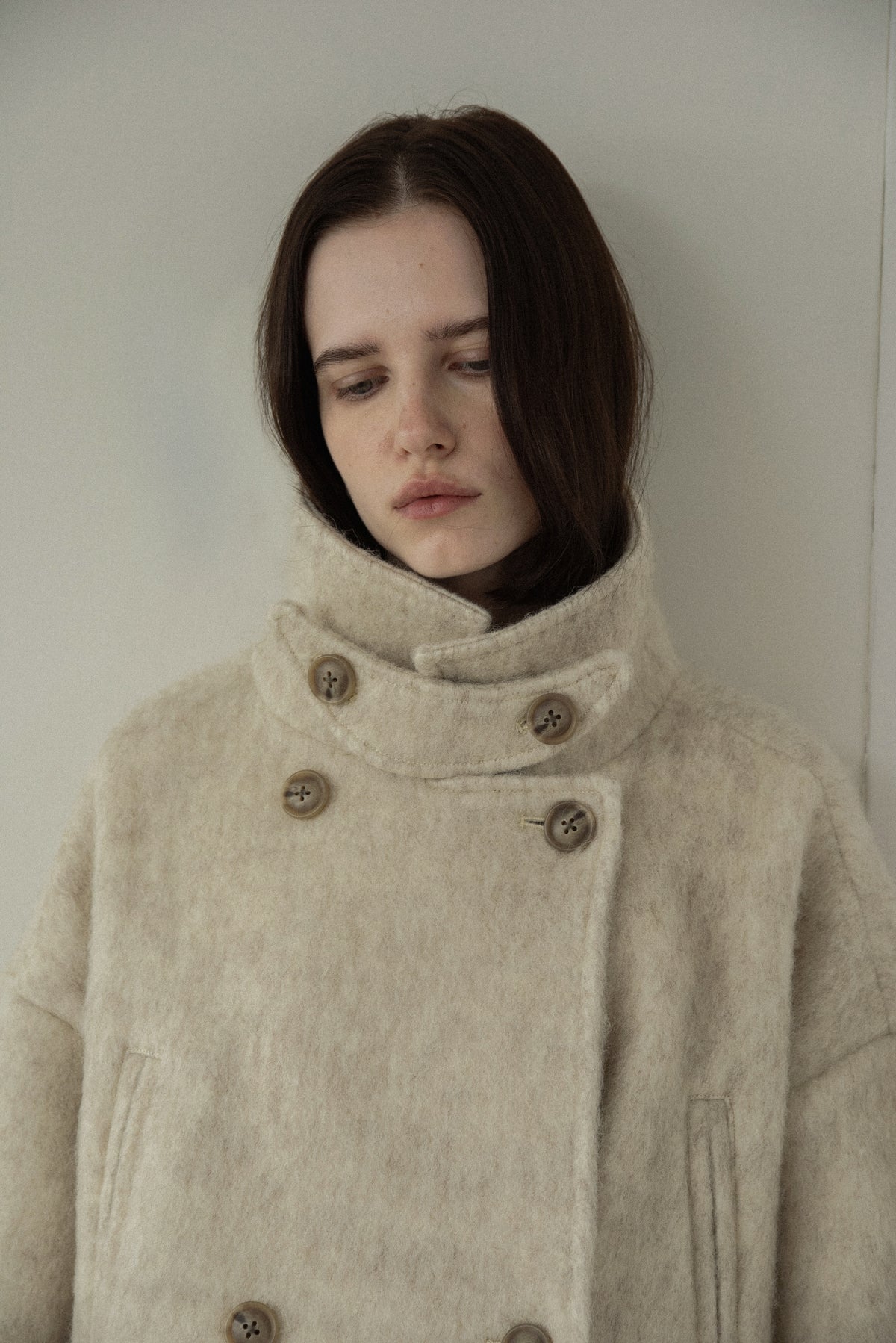 2way collar contrast cuff double coat