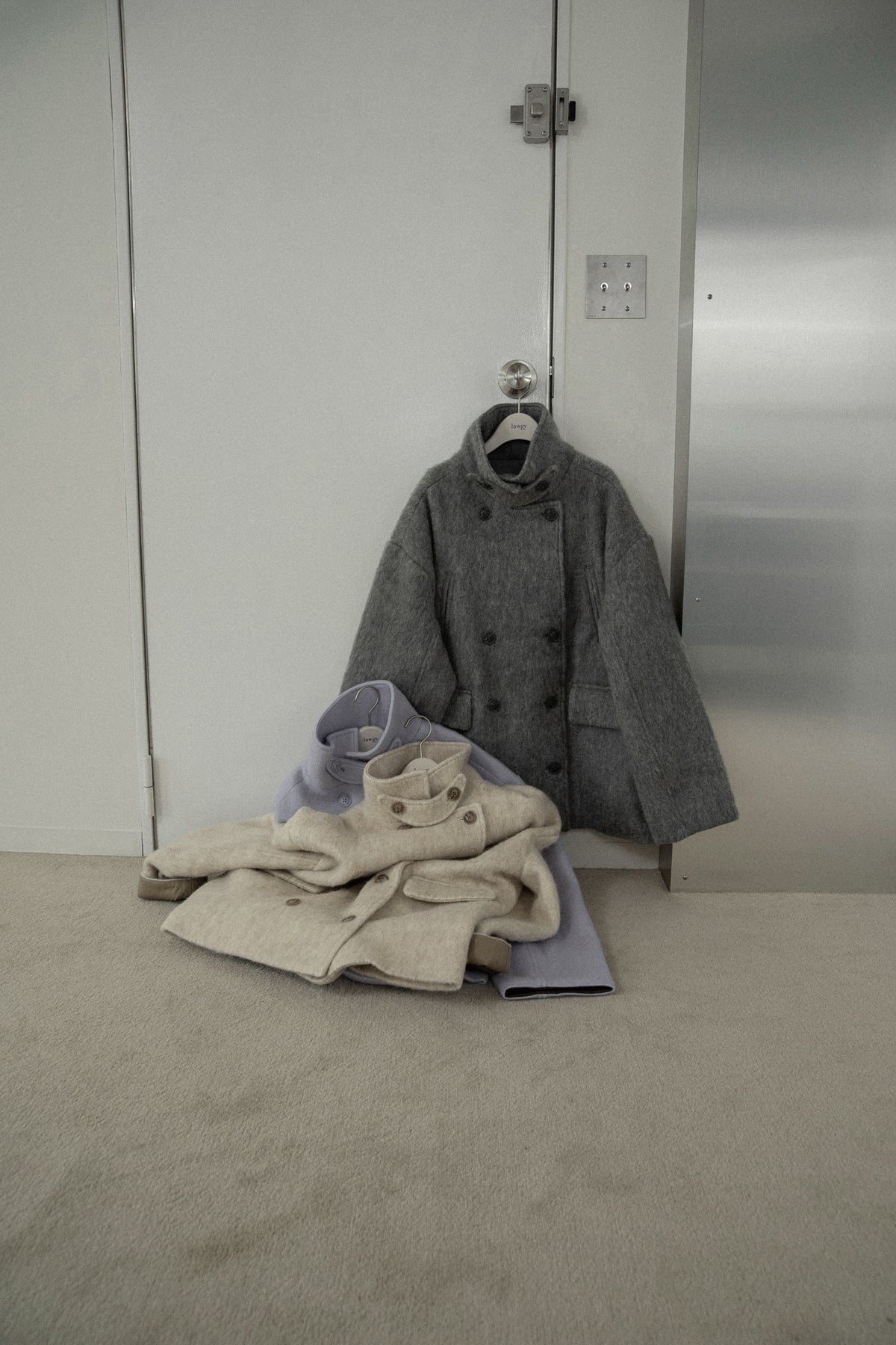 2way collar contrast cuff double coat