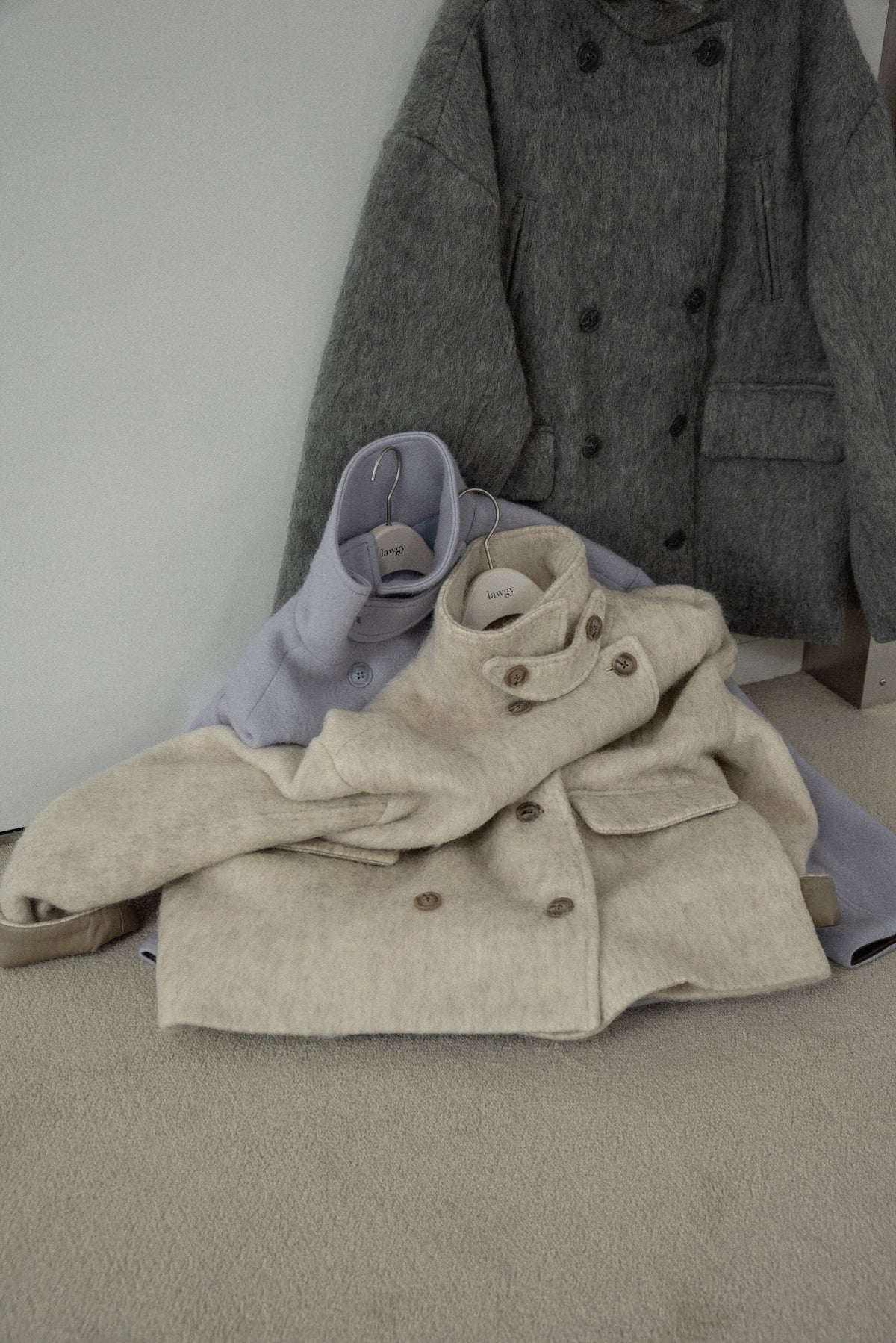 2way collar contrast cuff double coat