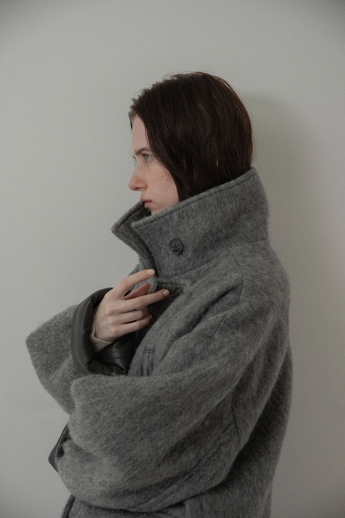 2way collar contrast cuff double coat