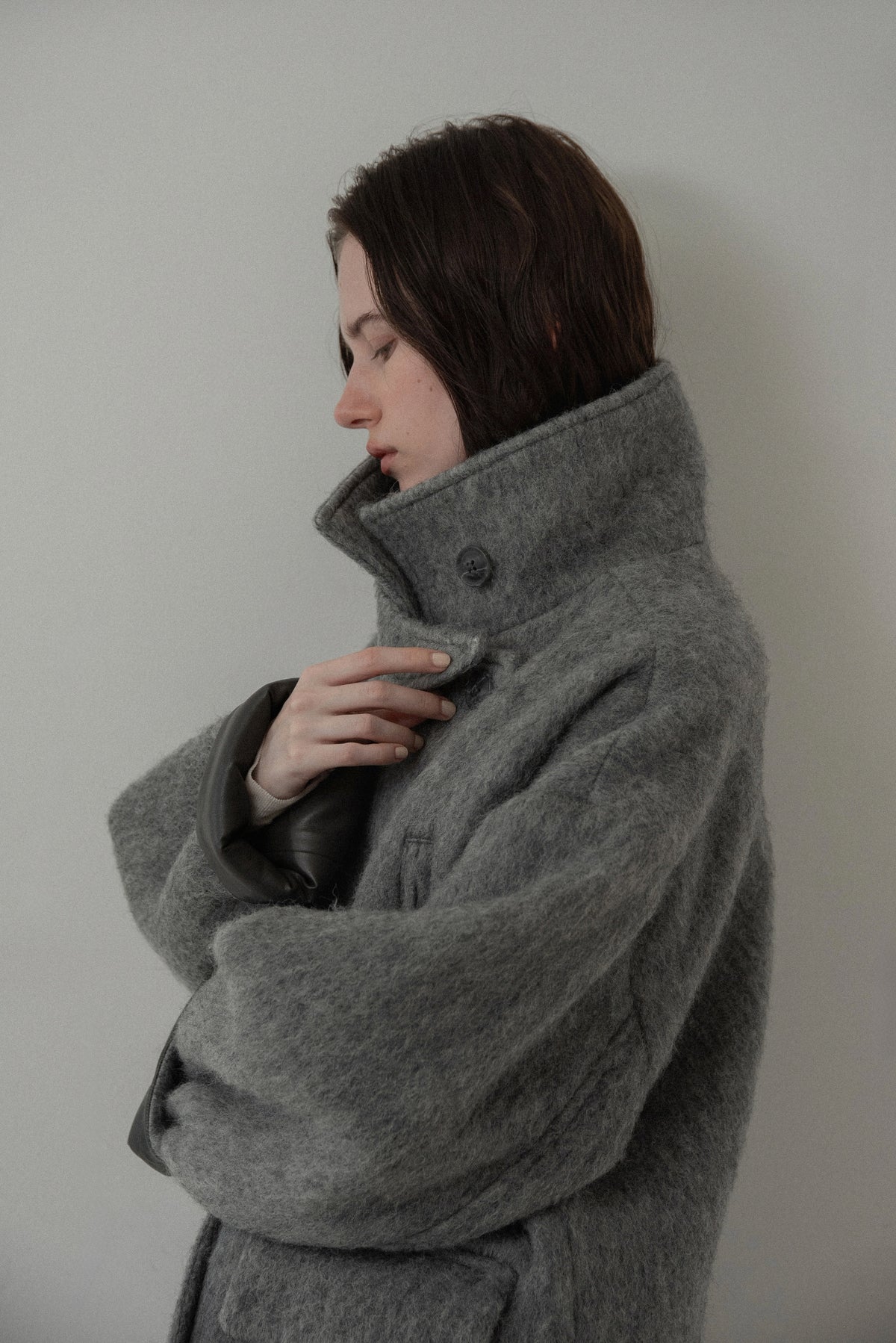 2way collar contrast cuff double coat