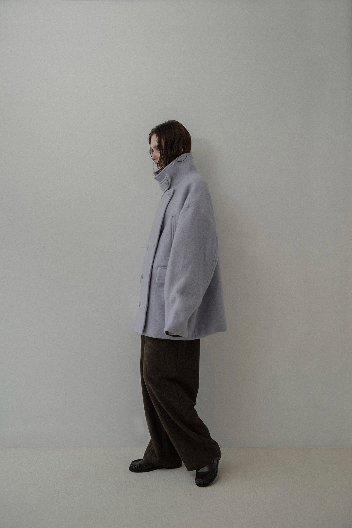 2way collar contrast cuff double coat