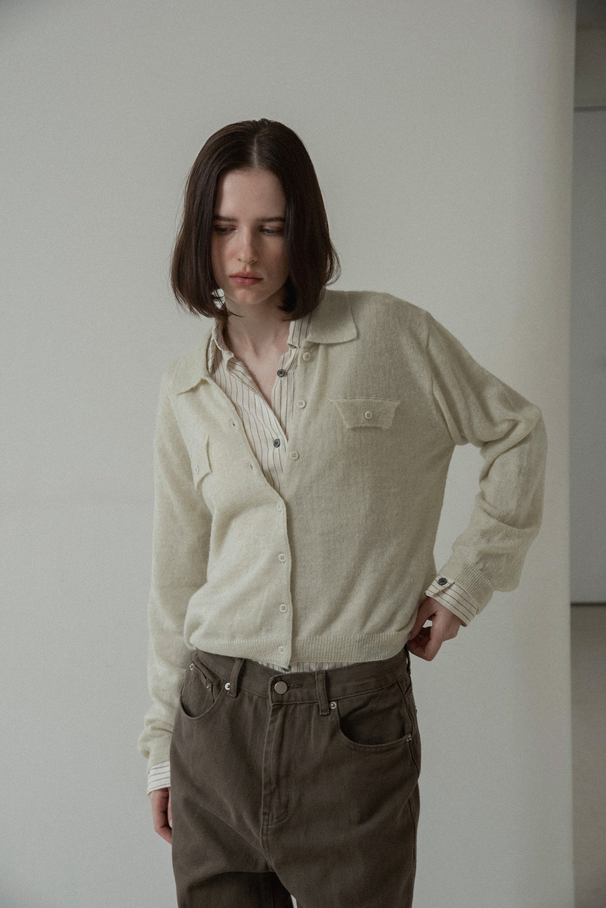 soft touch polo cardigan knit tops