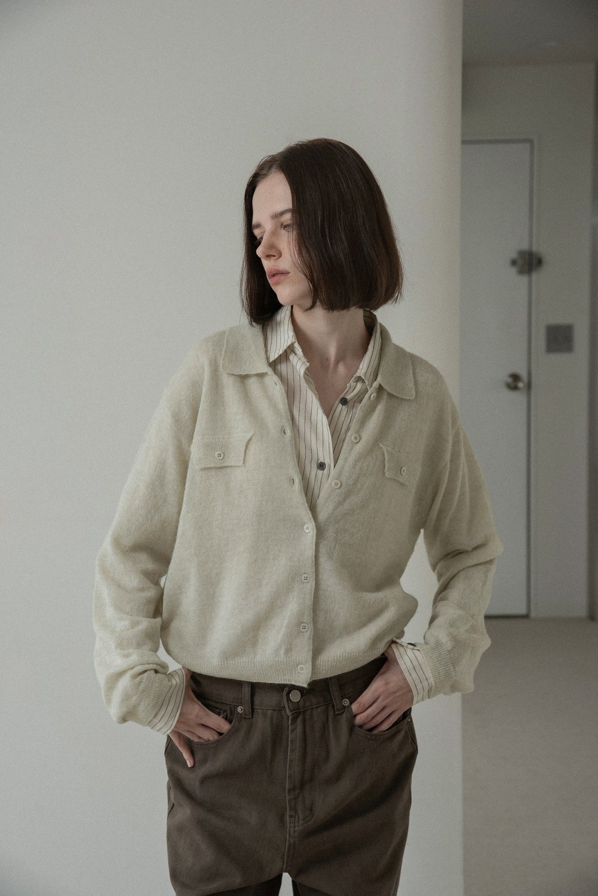 soft touch polo cardigan knit tops