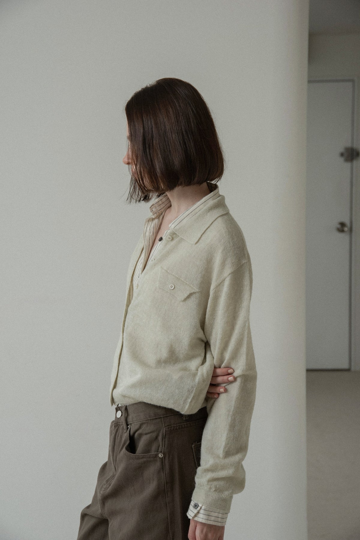 soft touch polo cardigan knit tops
