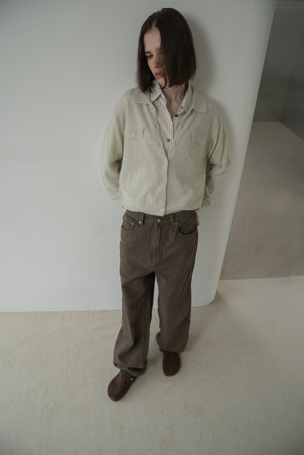 soft touch polo cardigan knit tops