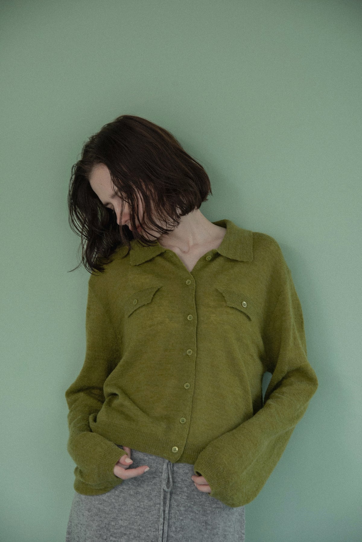 soft touch polo cardigan knit tops