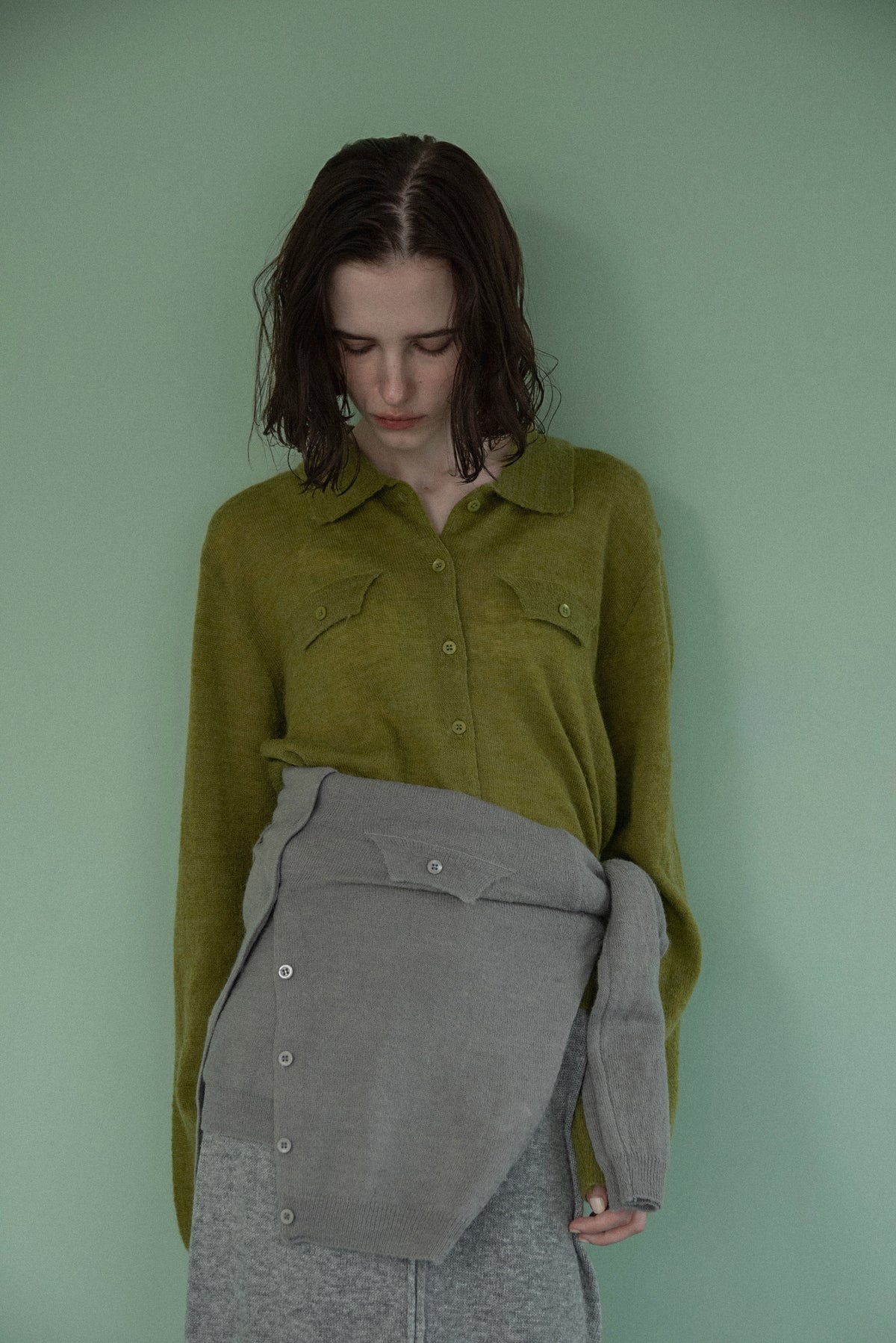 soft touch polo cardigan knit tops
